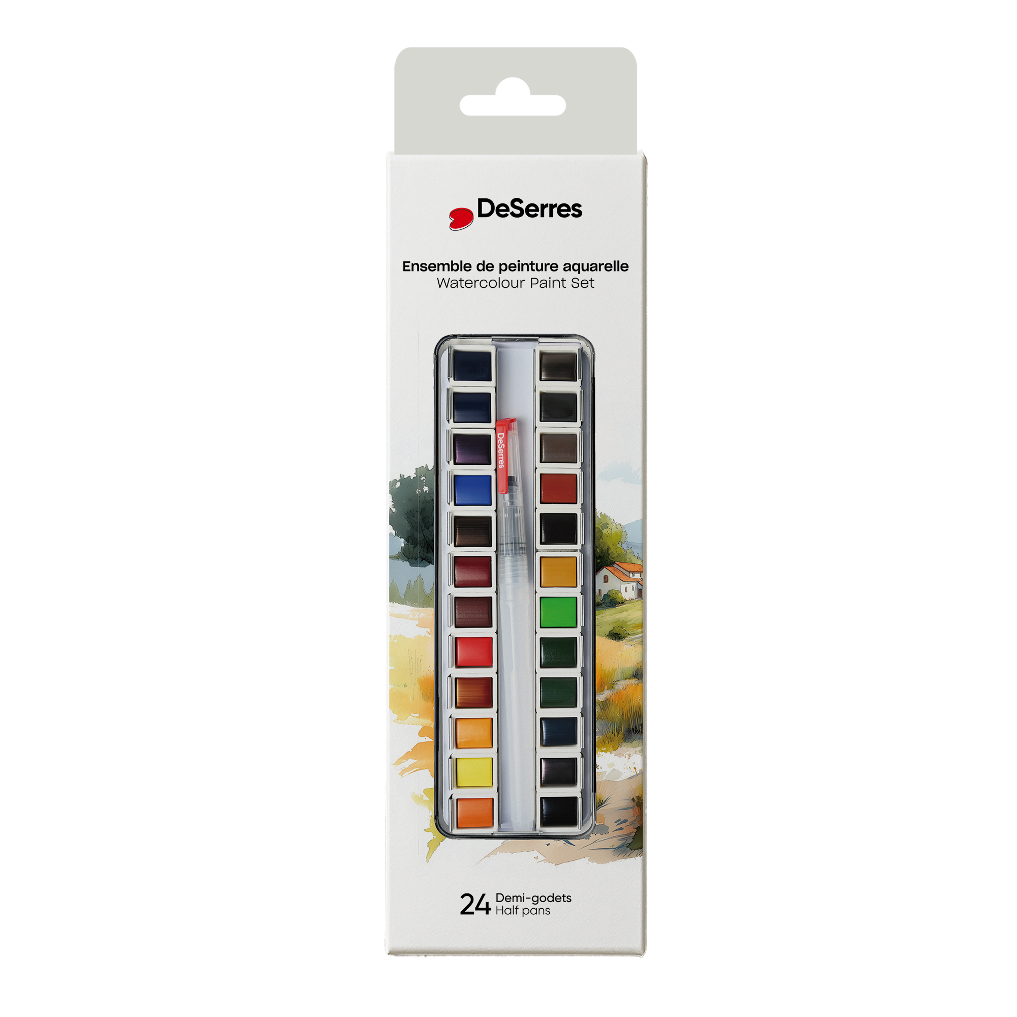 ENSEMBLE AQUARELLE DESERRES- 24 DEMI-GODETS EN BLOC DESERRES