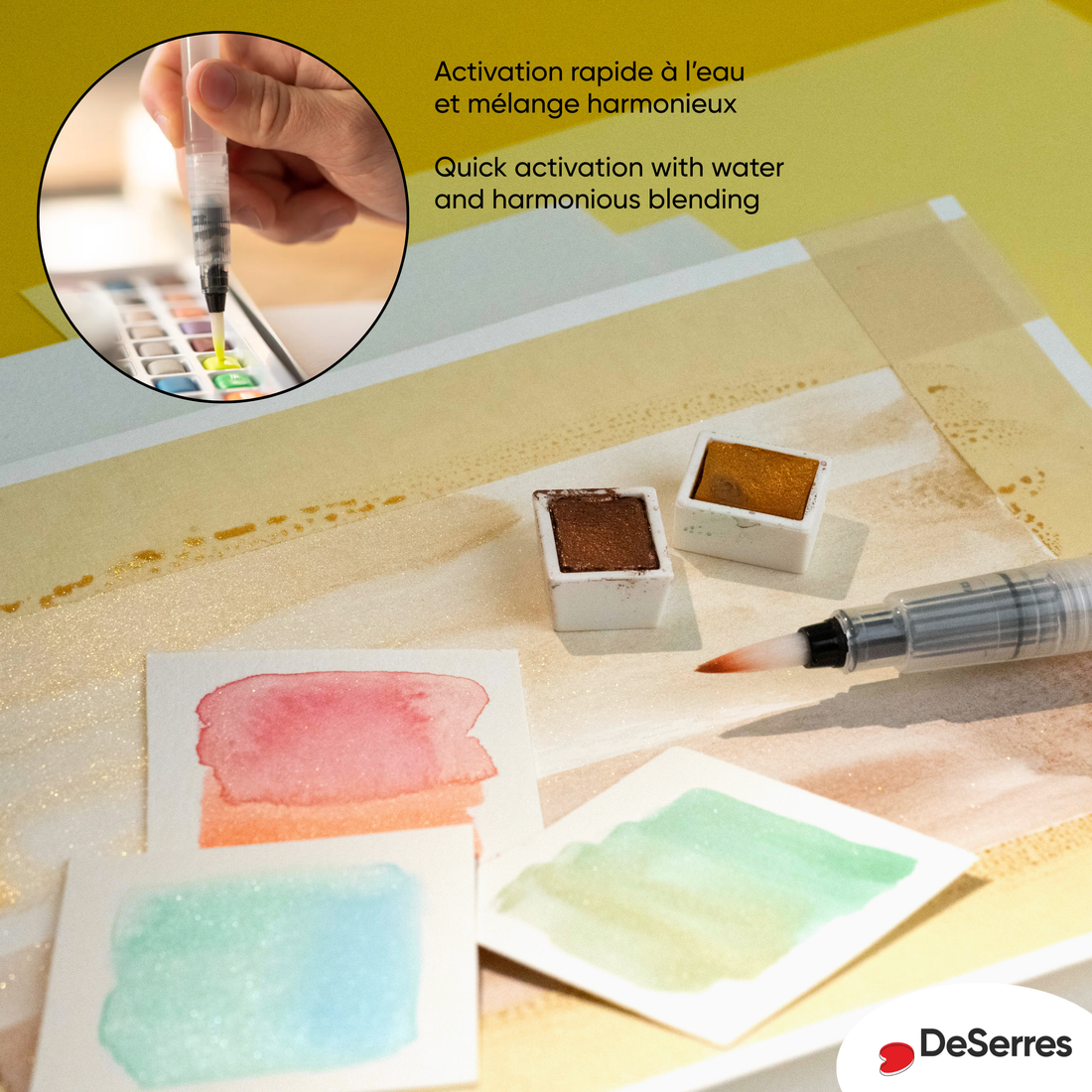 ENSEMBLE AQUARELLE SCINTILLANTE  – 24 DEMI-GODETS EN BLOC DESERRES