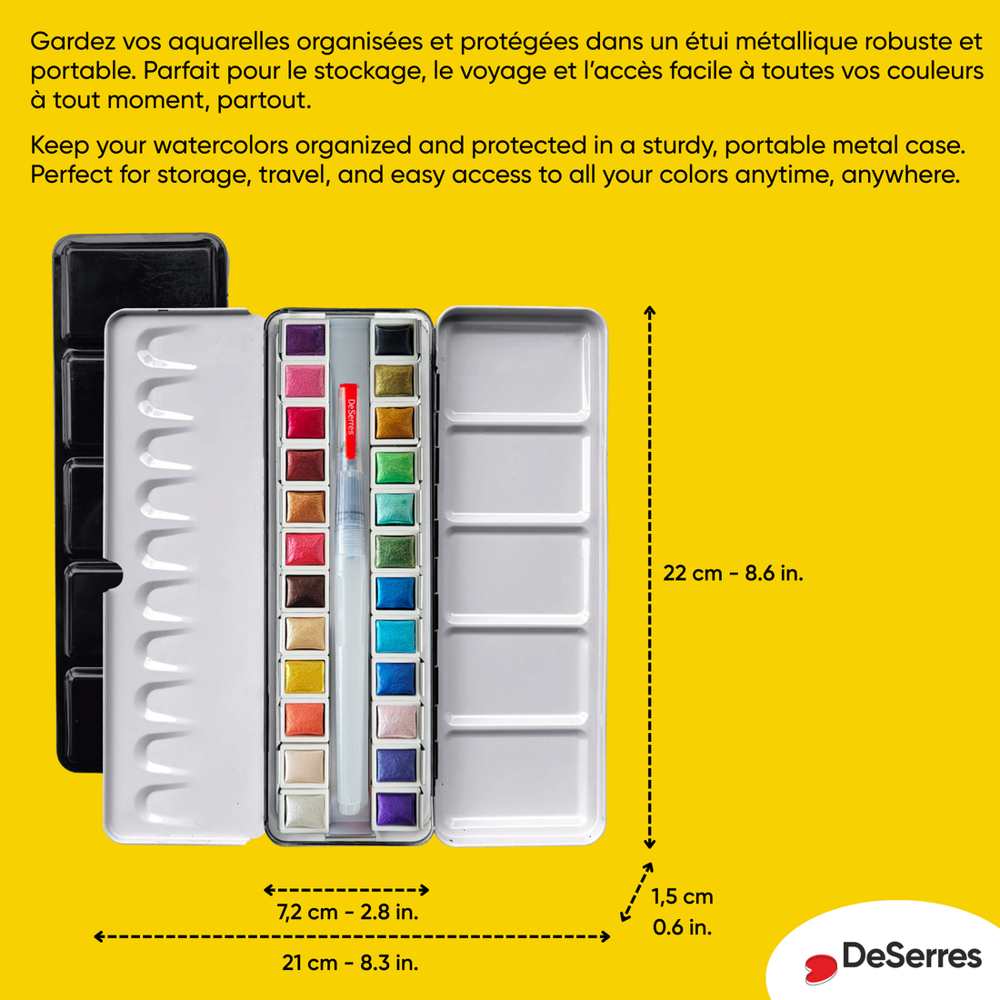 ENSEMBLE AQUARELLE SCINTILLANTE  – 24 DEMI-GODETS EN BLOC DESERRES