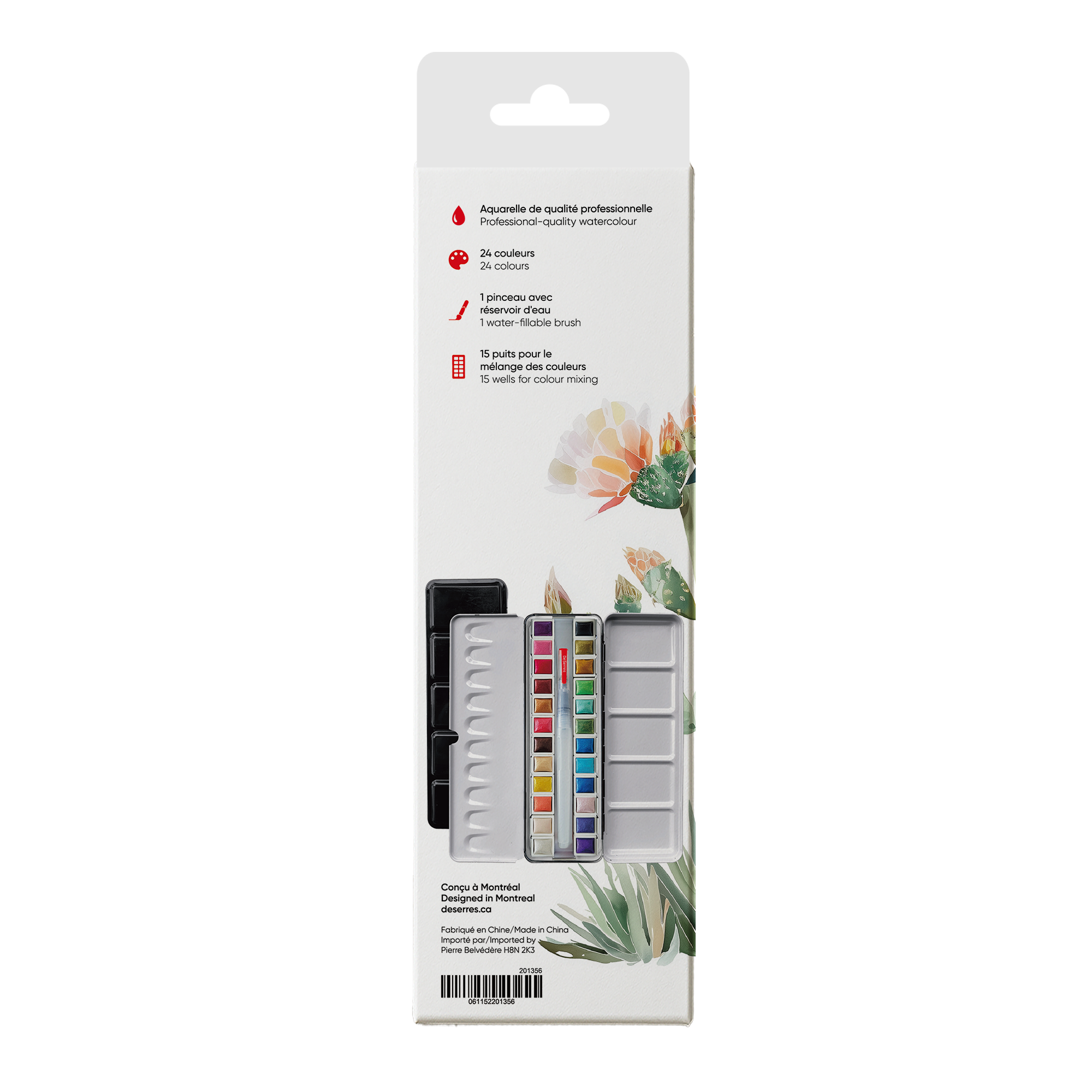 ENSEMBLE AQUARELLE DESERRES- 24 DEMI-GODETS EN BLOC DESERRES