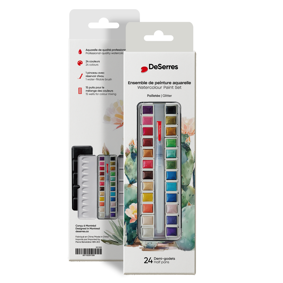 ENSEMBLE AQUARELLE DESERRES- 24 DEMI-GODETS EN BLOC DESERRES