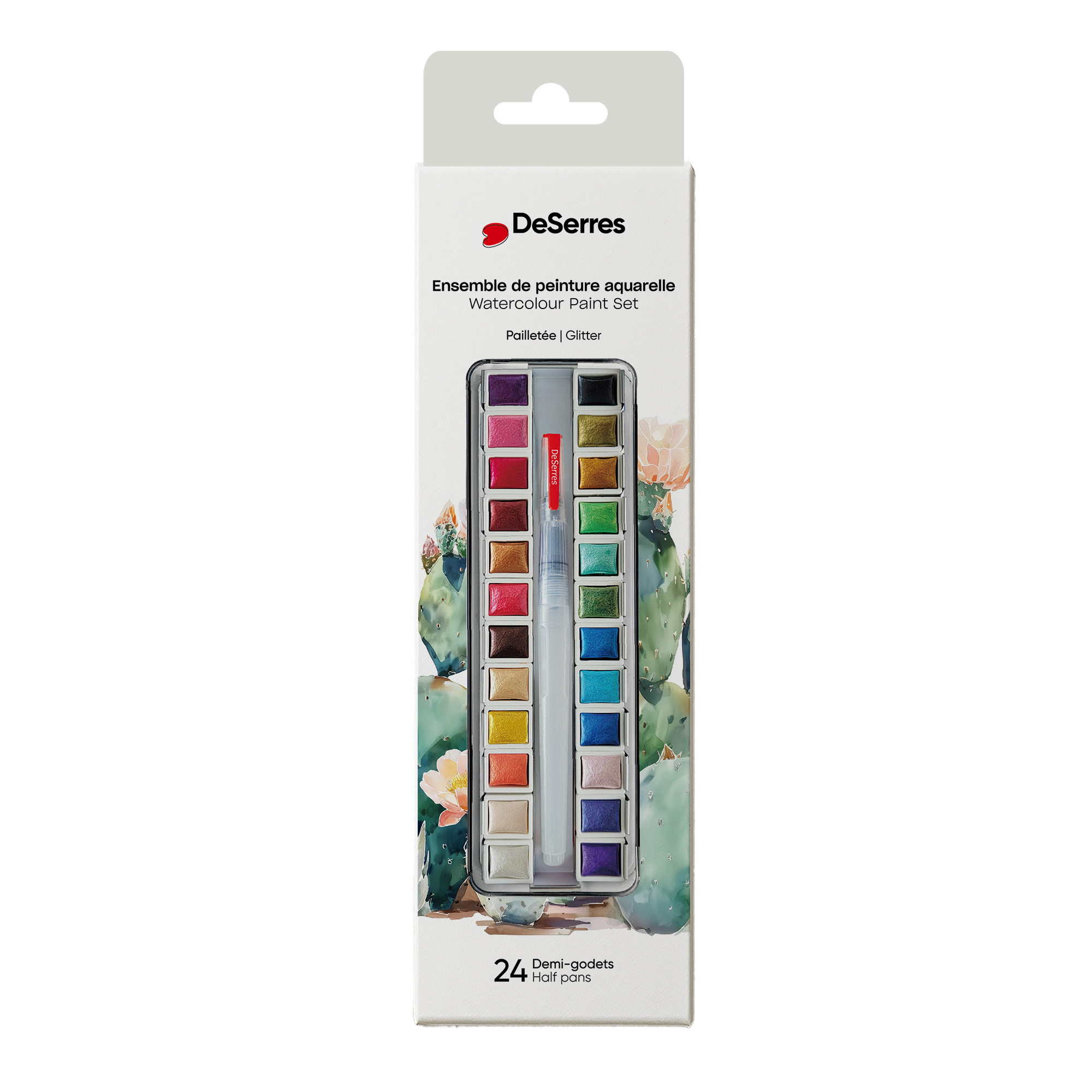 ENSEMBLE AQUARELLE DESERRES- 24 DEMI-GODETS EN BLOC DESERRES