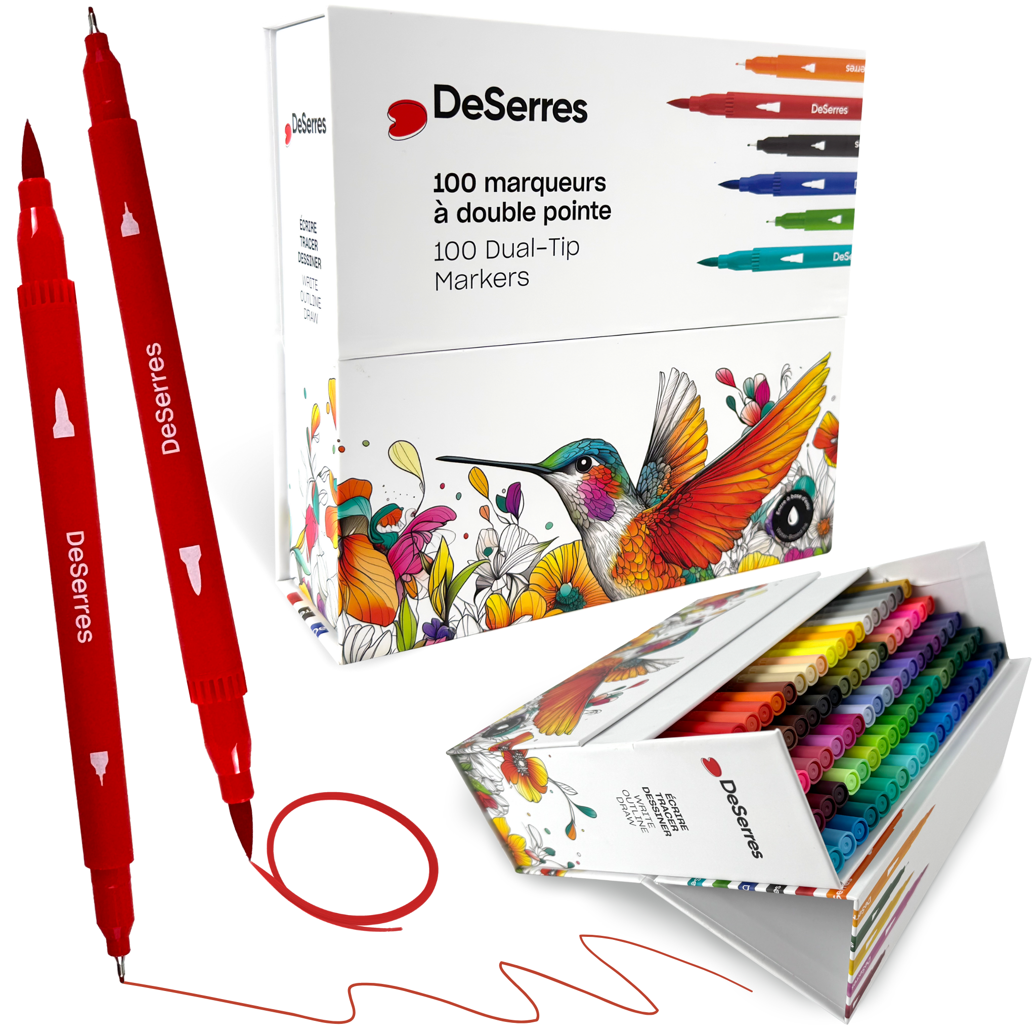 MARQUEURS  À DOUBLE POINTE - COULEURS ASSORTIES-100 PIÈCES DESERRES