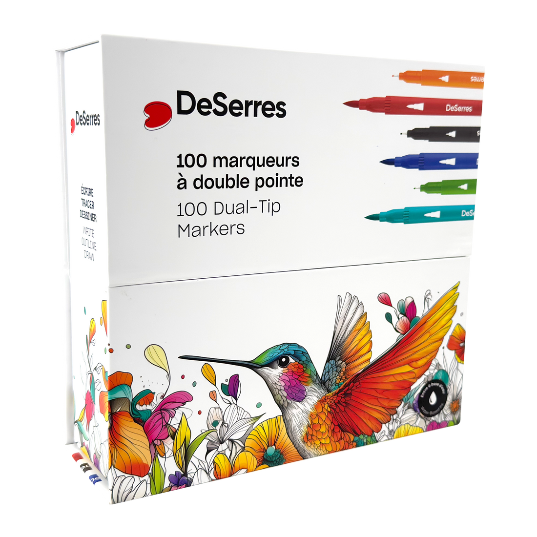 MARQUEURS DESERRES À DOUBLE POINTE - COULEURS ASSORTIES-100 PIÈCES DESERRES