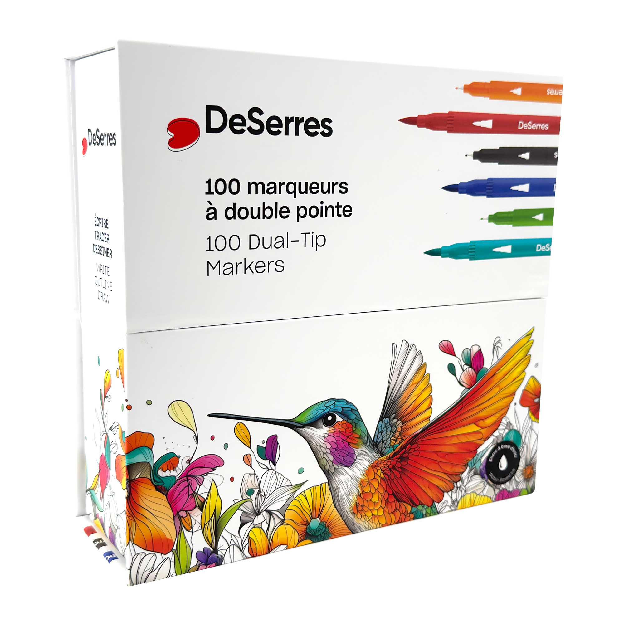 MARQUEURS DESERRES À DOUBLE POINTE - COULEURS ASSORTIES-100 PIÈCES DESERRES