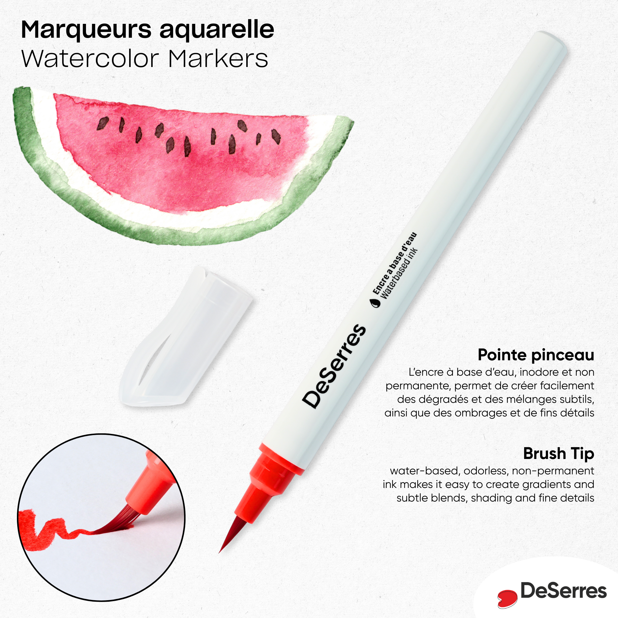 ENSEMBLE 24 MARQUEURS AQUARELLE DESERRES