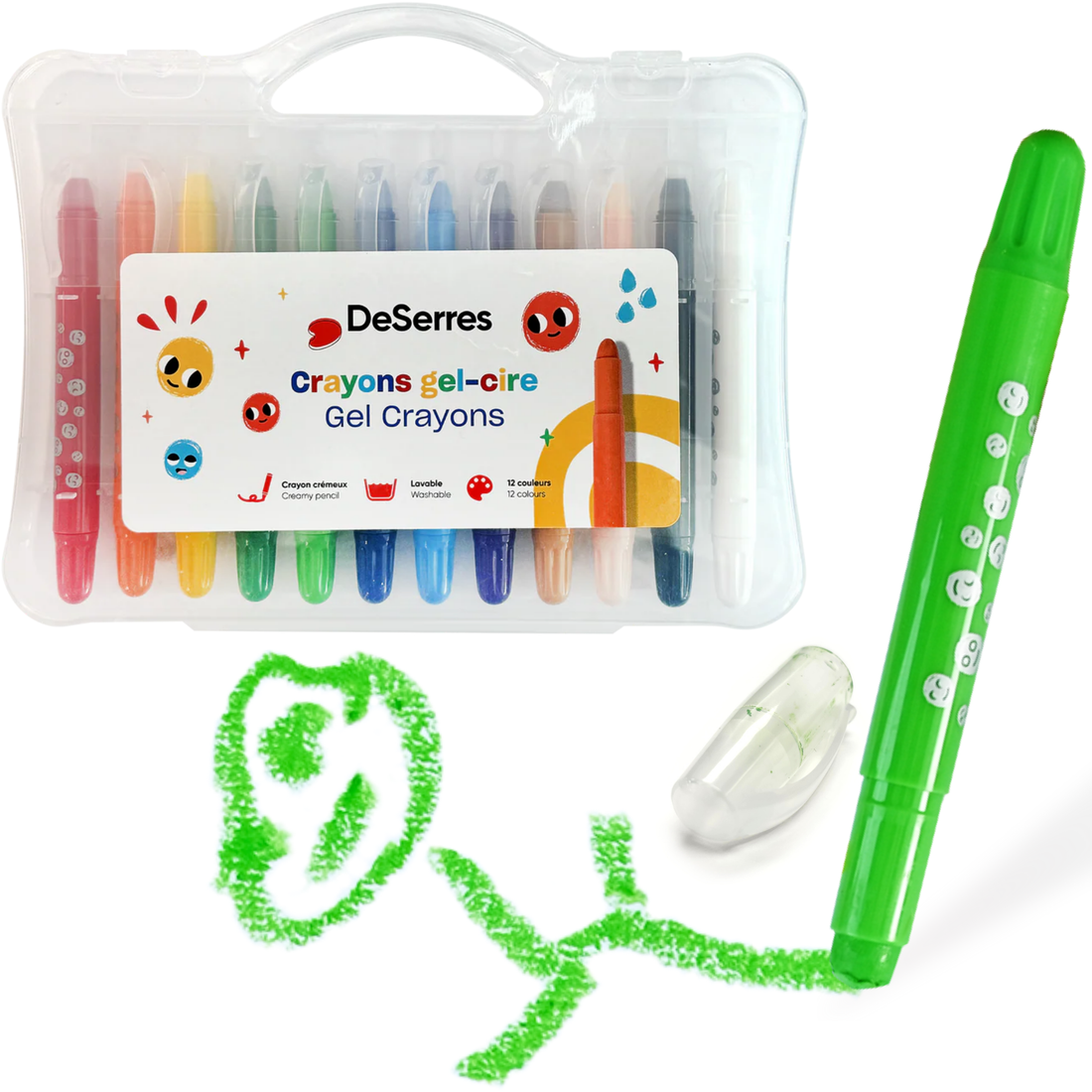 ENSEMBLE 12 CRAYONS GEL CIRE POUR ENFANTS DESERRES