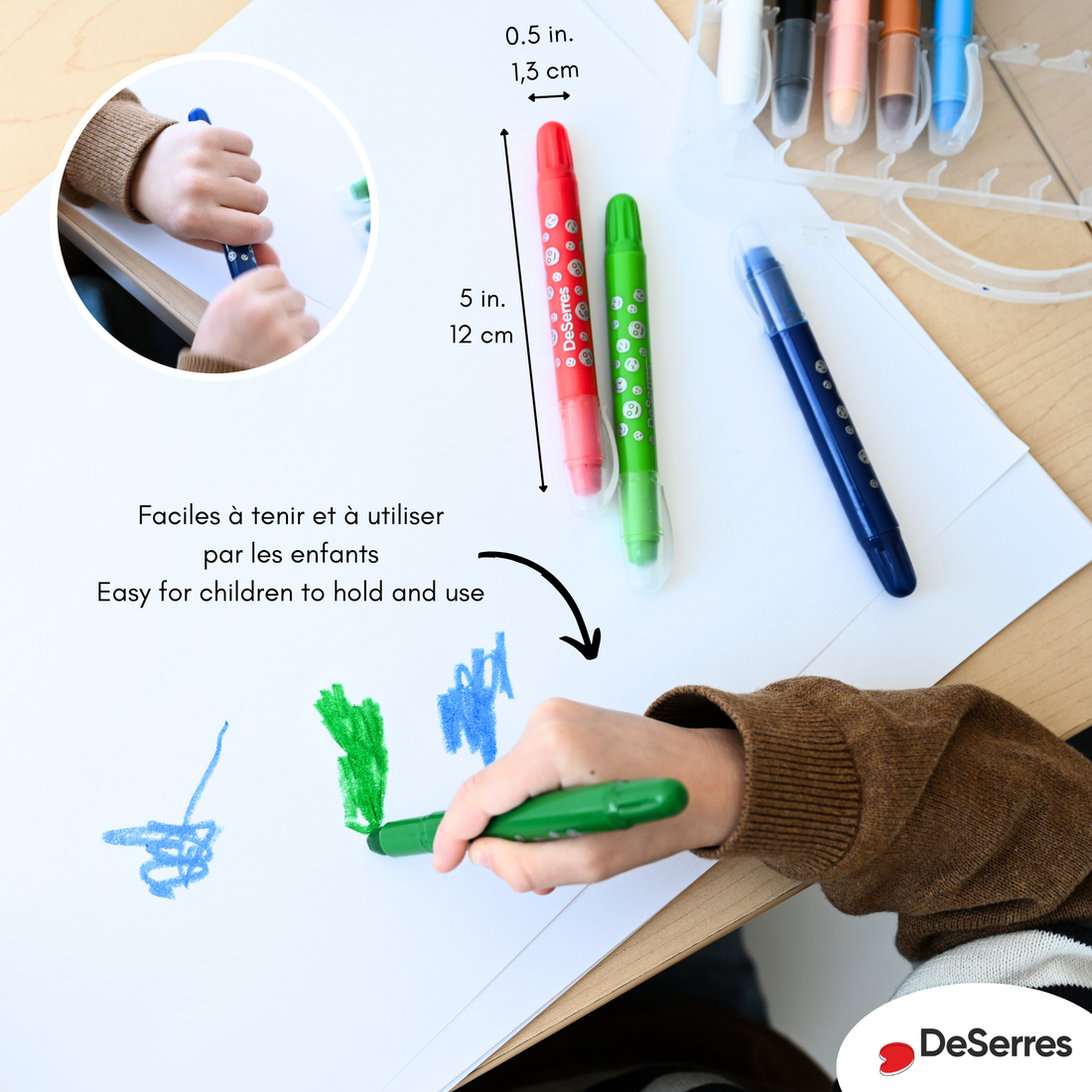 ENSEMBLE 12 CRAYONS GEL CIRE POUR ENFANTS DESERRES