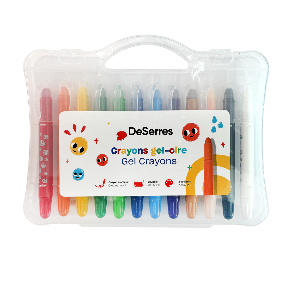 ENSEMBLE 12 CRAYONS GEL CIRE DESERRES POUR ENFANTS DESERRES