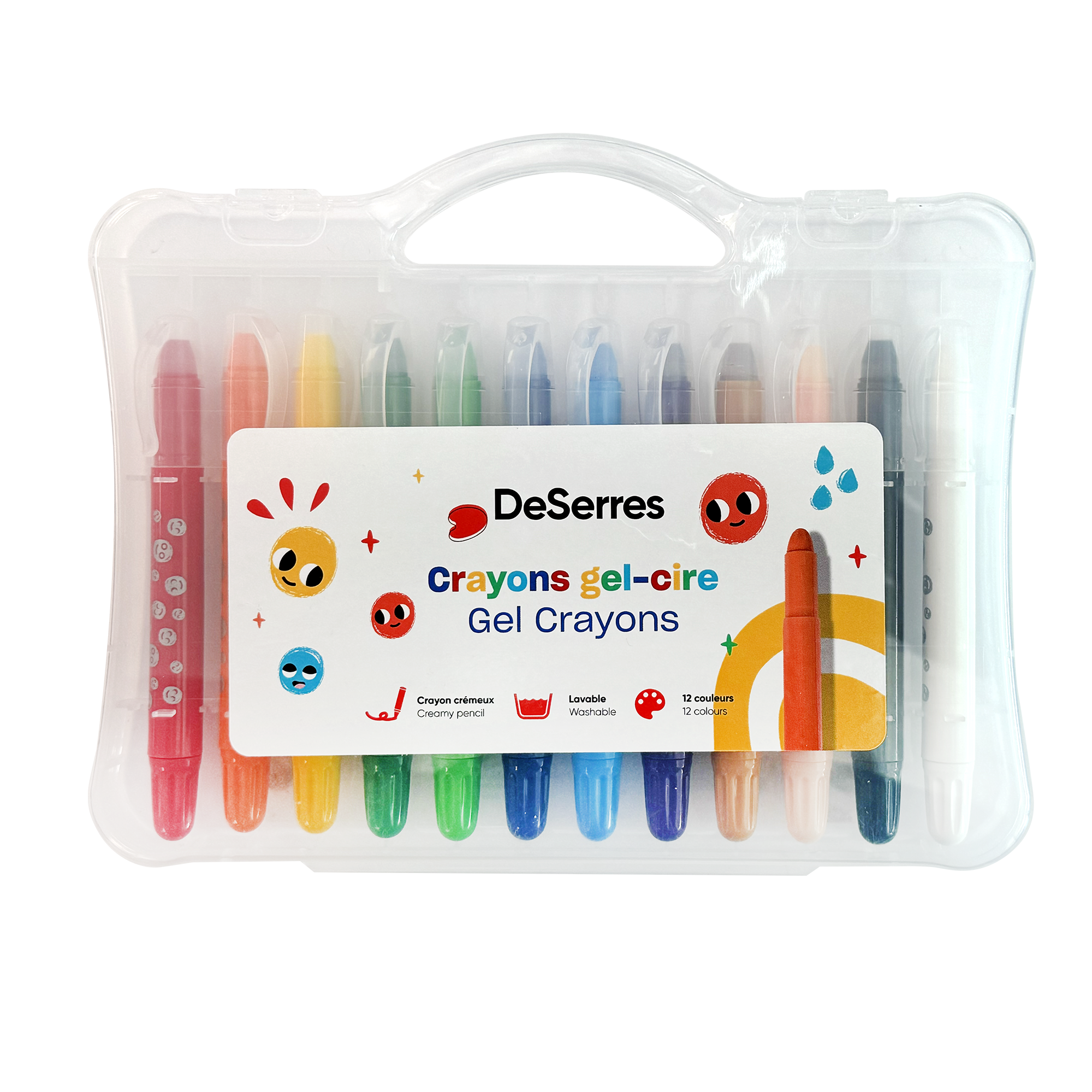 ENSEMBLE 12 CRAYONS GEL CIRE DESERRES POUR ENFANTS DESERRES