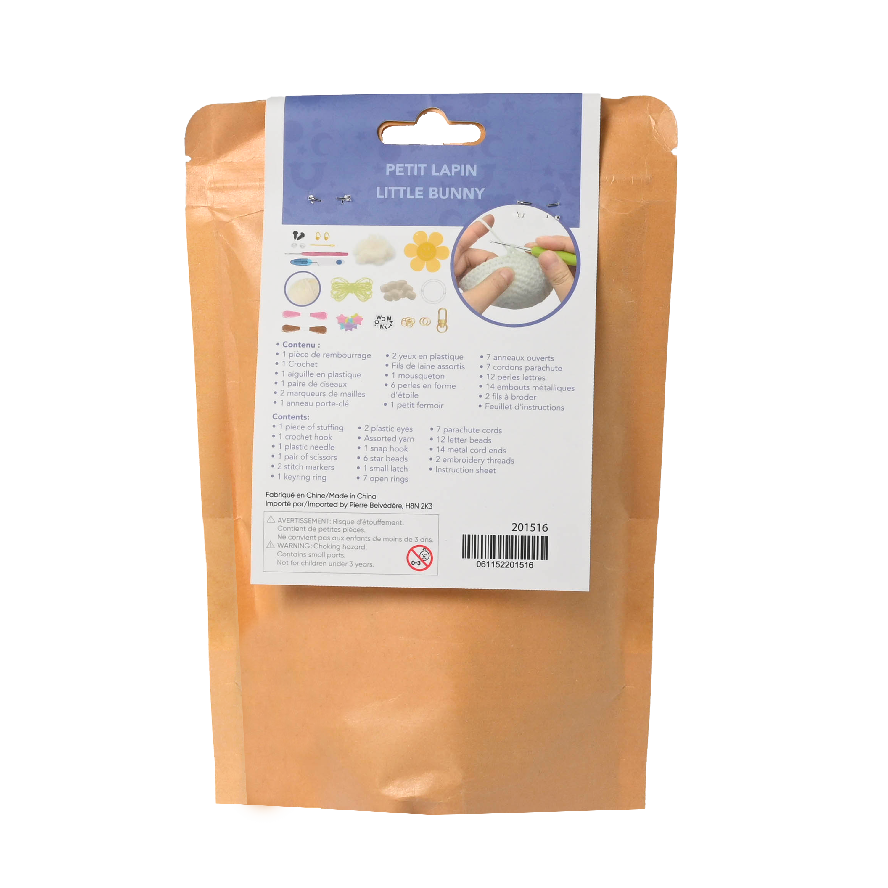 KIT DIY PORTE-CLÉS CROCHET – PETIT LAPIN