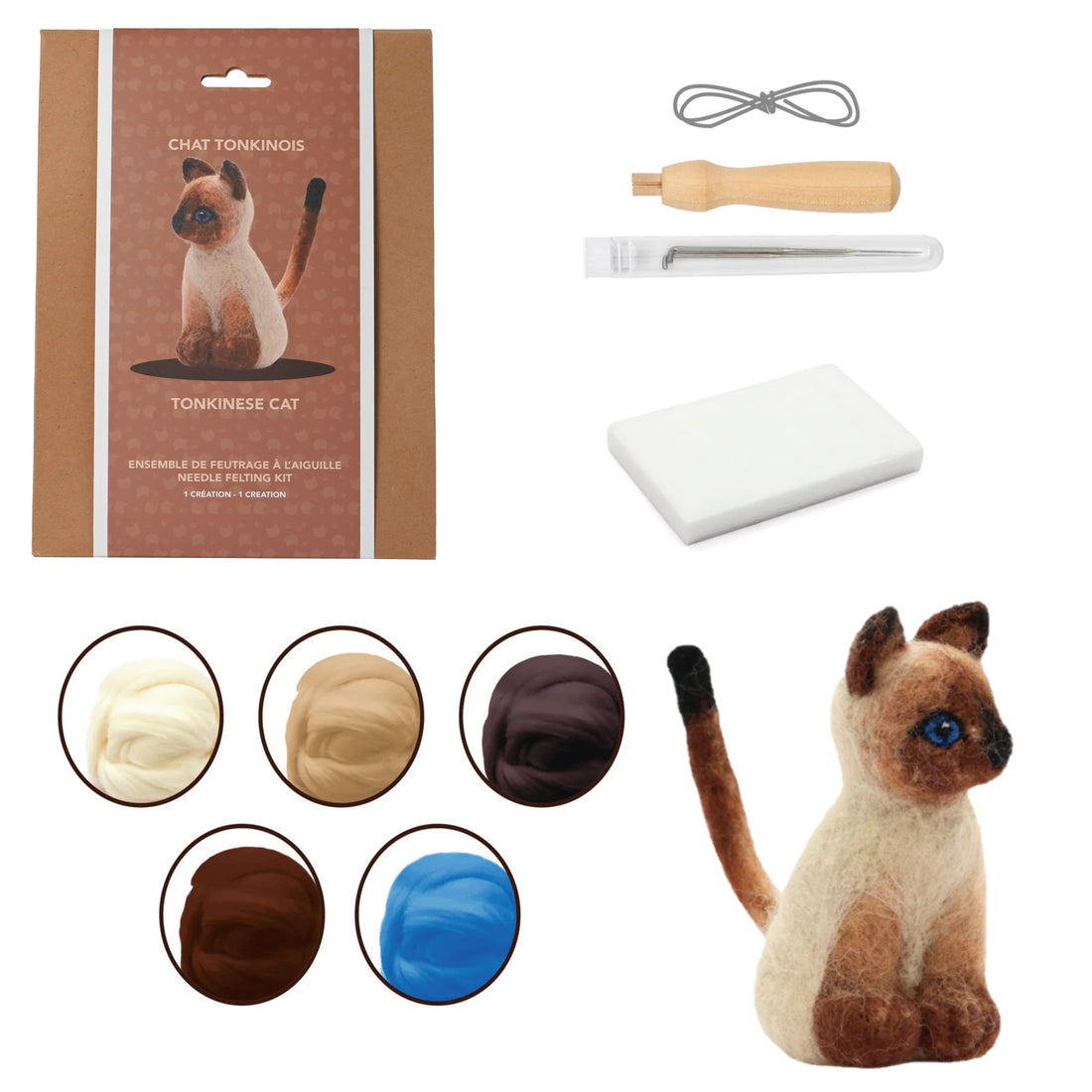 KIT DE FEUTRAGE À L'AIGUILLE- CHAT TONKINOIS