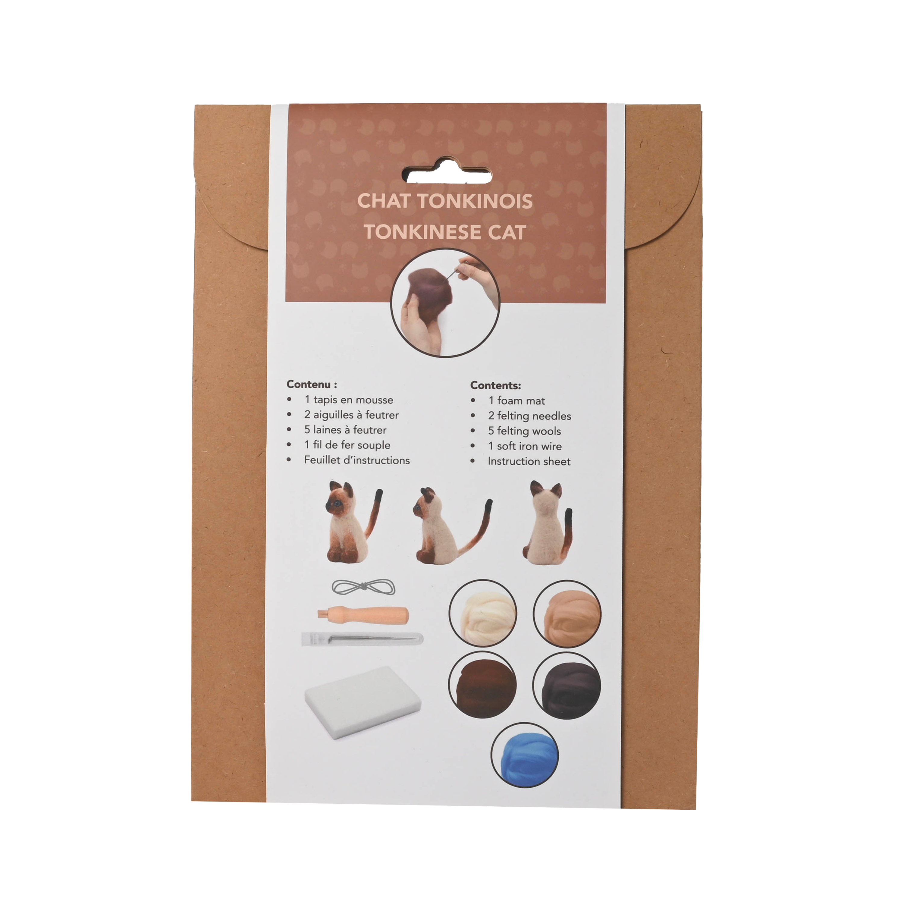 KIT DE FEUTRAGE À L'AIGUILLE- CHAT TONKINOIS