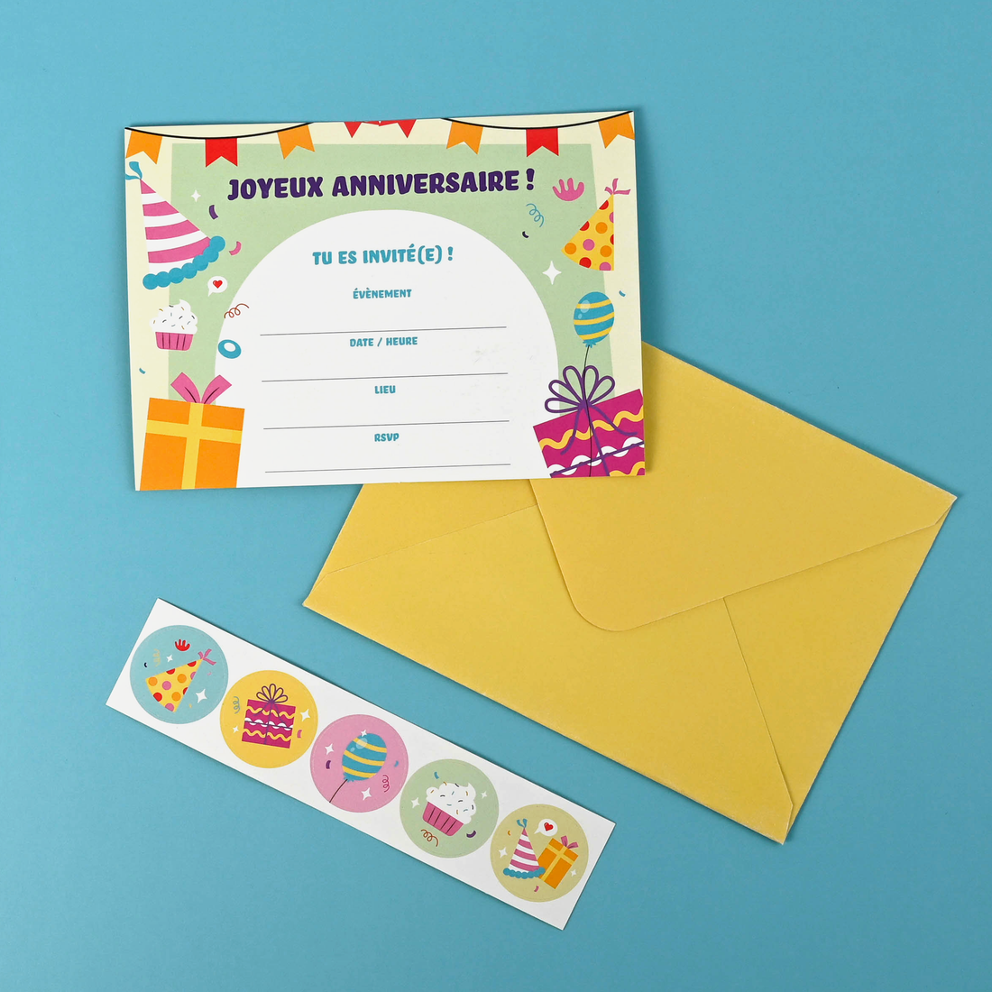 ENS. INVITATION: EN. DE FÊTE- CADEAUX FR