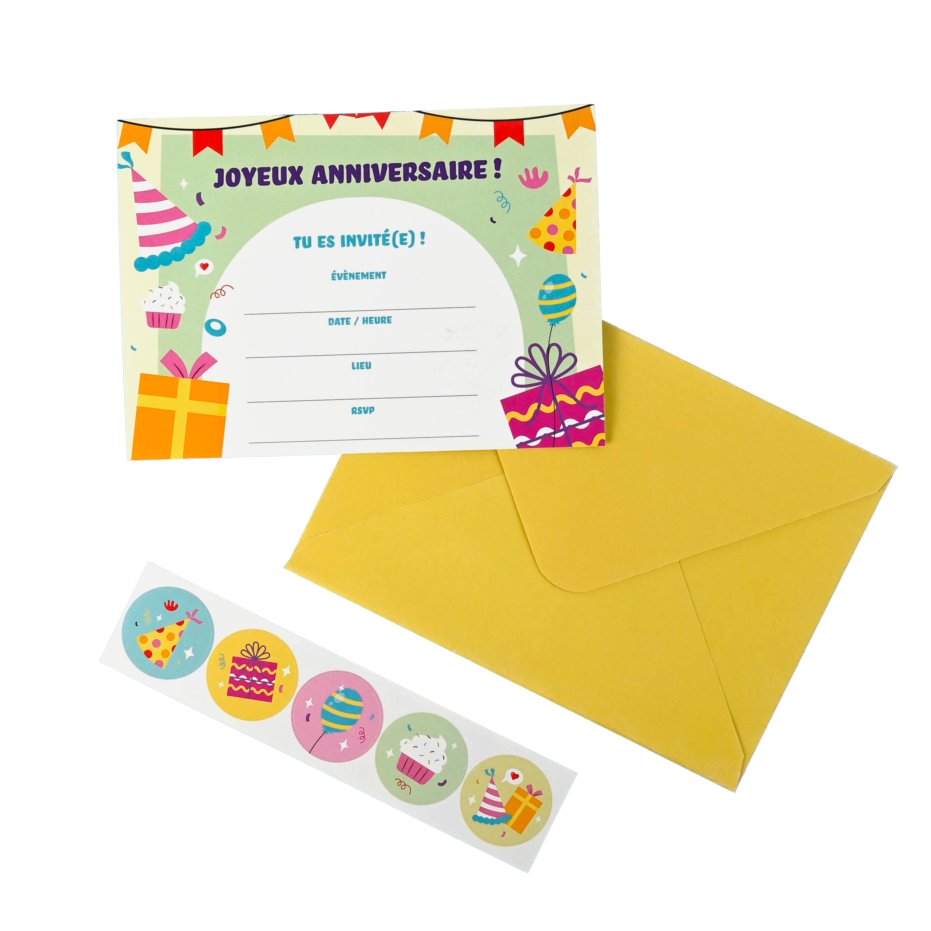 ENS. INVITATION: EN. DE FÊTE- CADEAUX FR