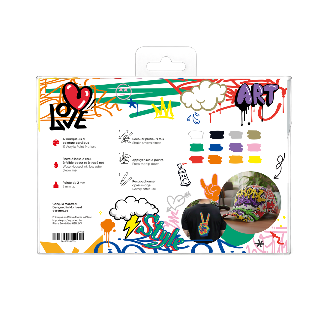 12 ACRYLIC MARKERS- 2MM VALVE TIP