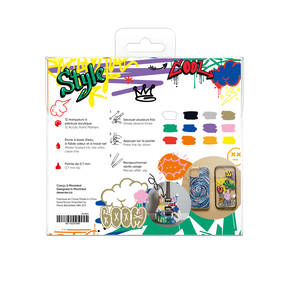 12 ACRYLIC MARKERS- 0.7MM VALVE TIP