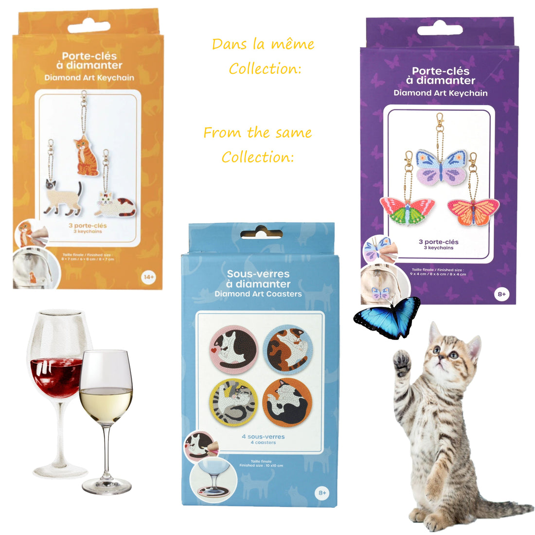DIAMOND ART DIY COASTER SET- CATS