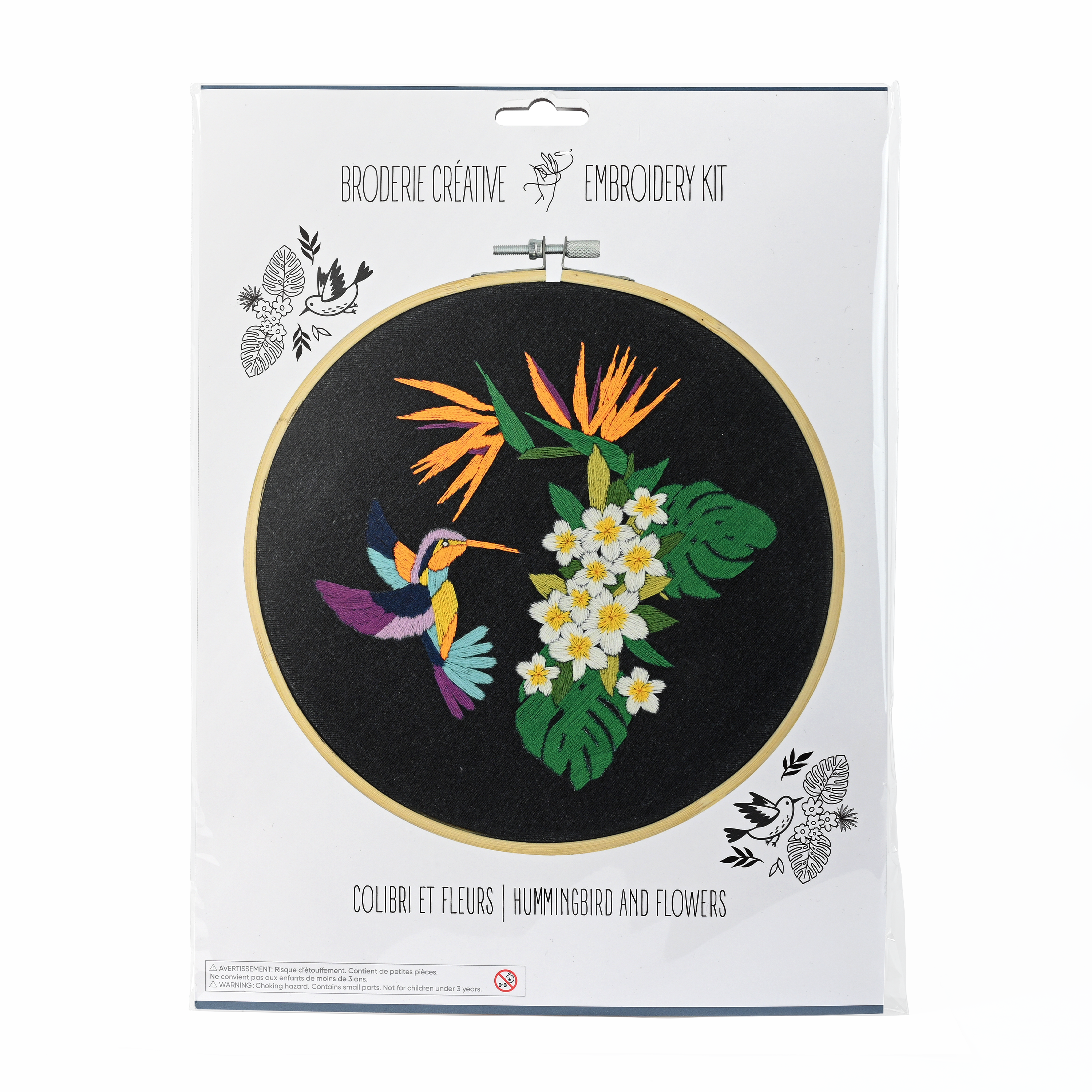 KIT DE BRODERIE- COLIBRI ET FLEURS