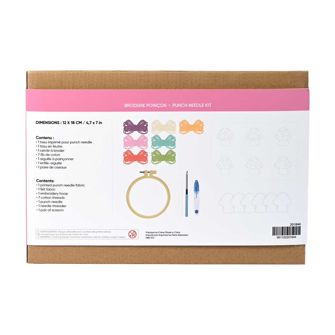 KIT SOUS-VERRES PUNCH NEEDLE – CHAMPIGNON
