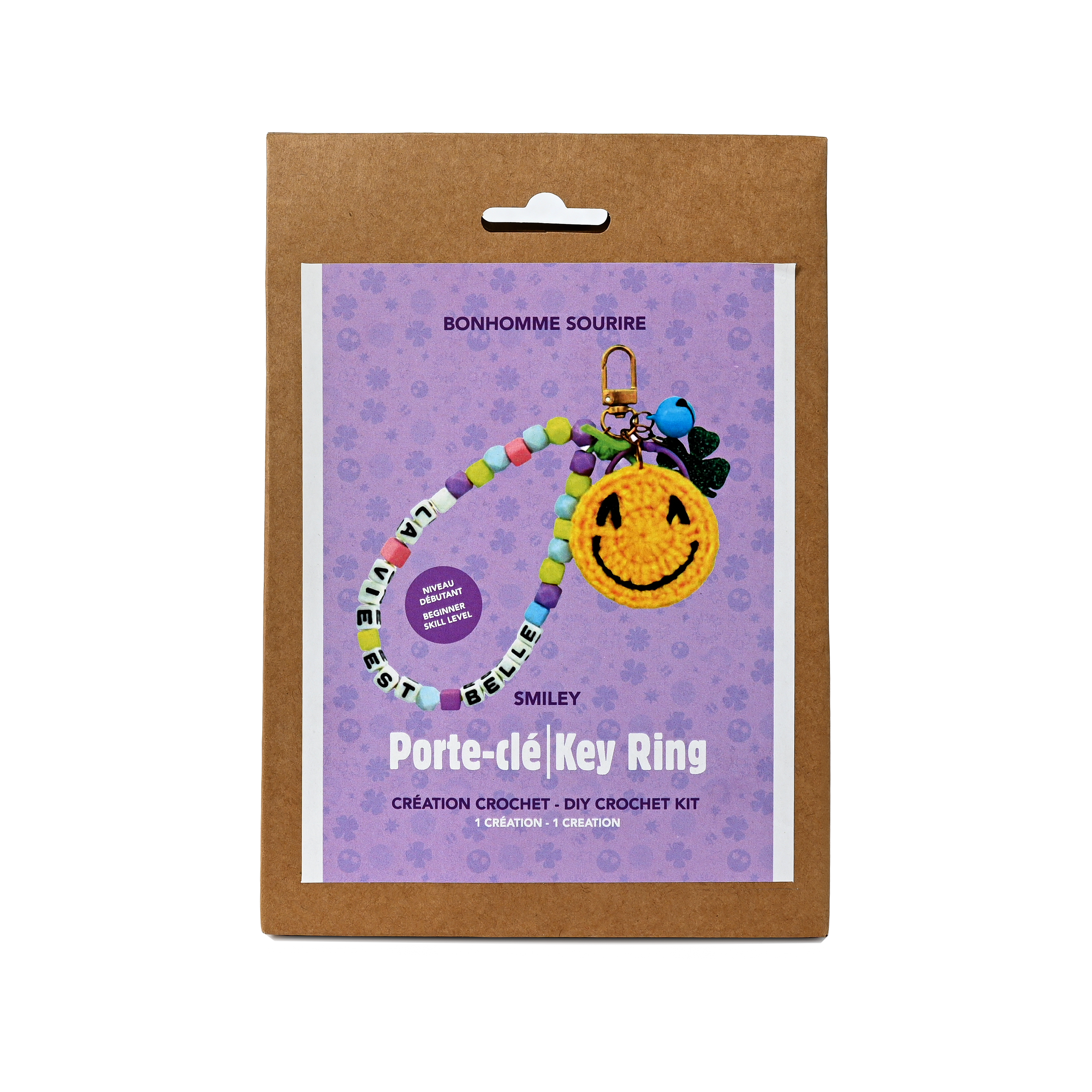 KIT DIY PORTE-CLÉS CROCHET – MOTIF SMILEY