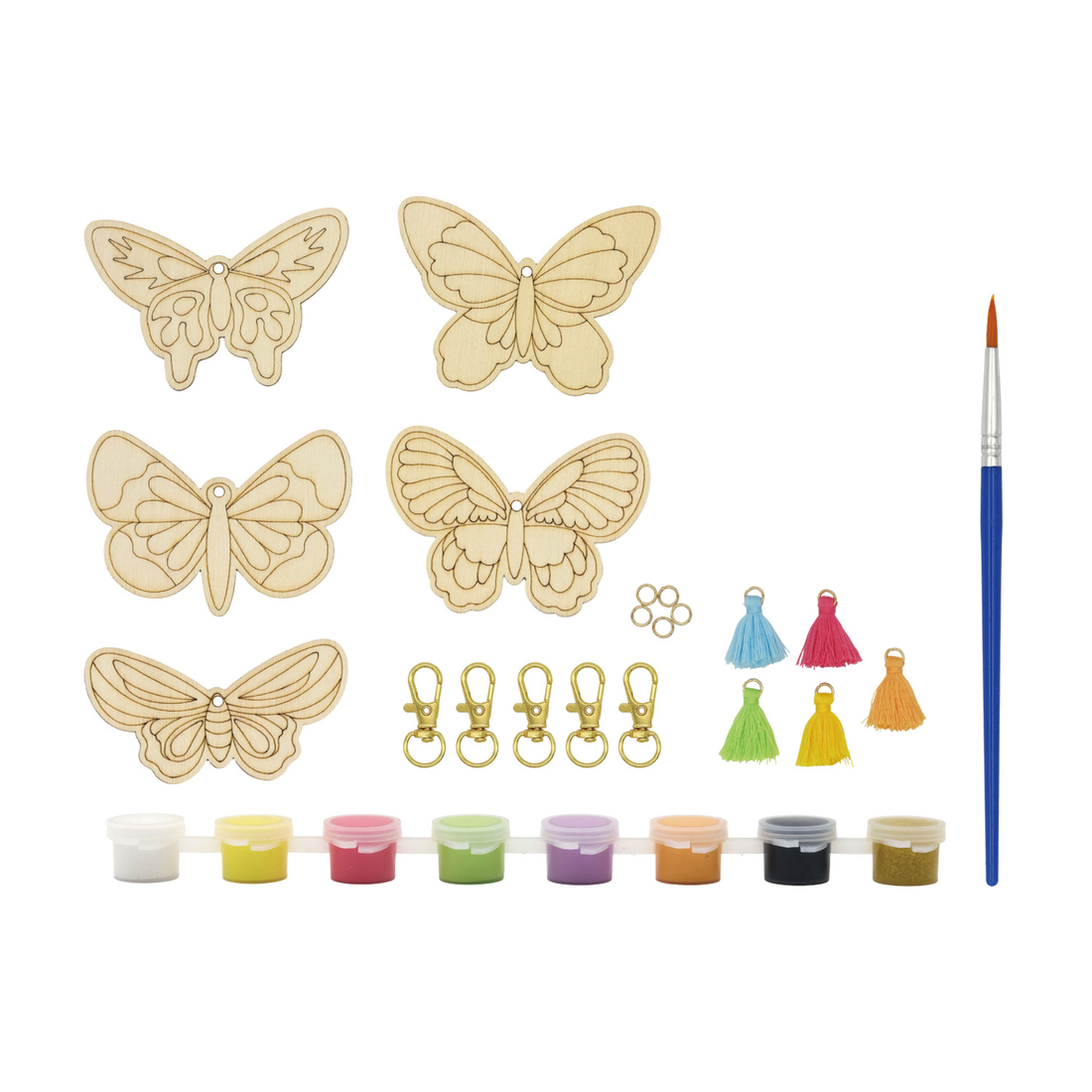 KIT DIY PORTE-CLÉS EN BOIS- PAPILLONS