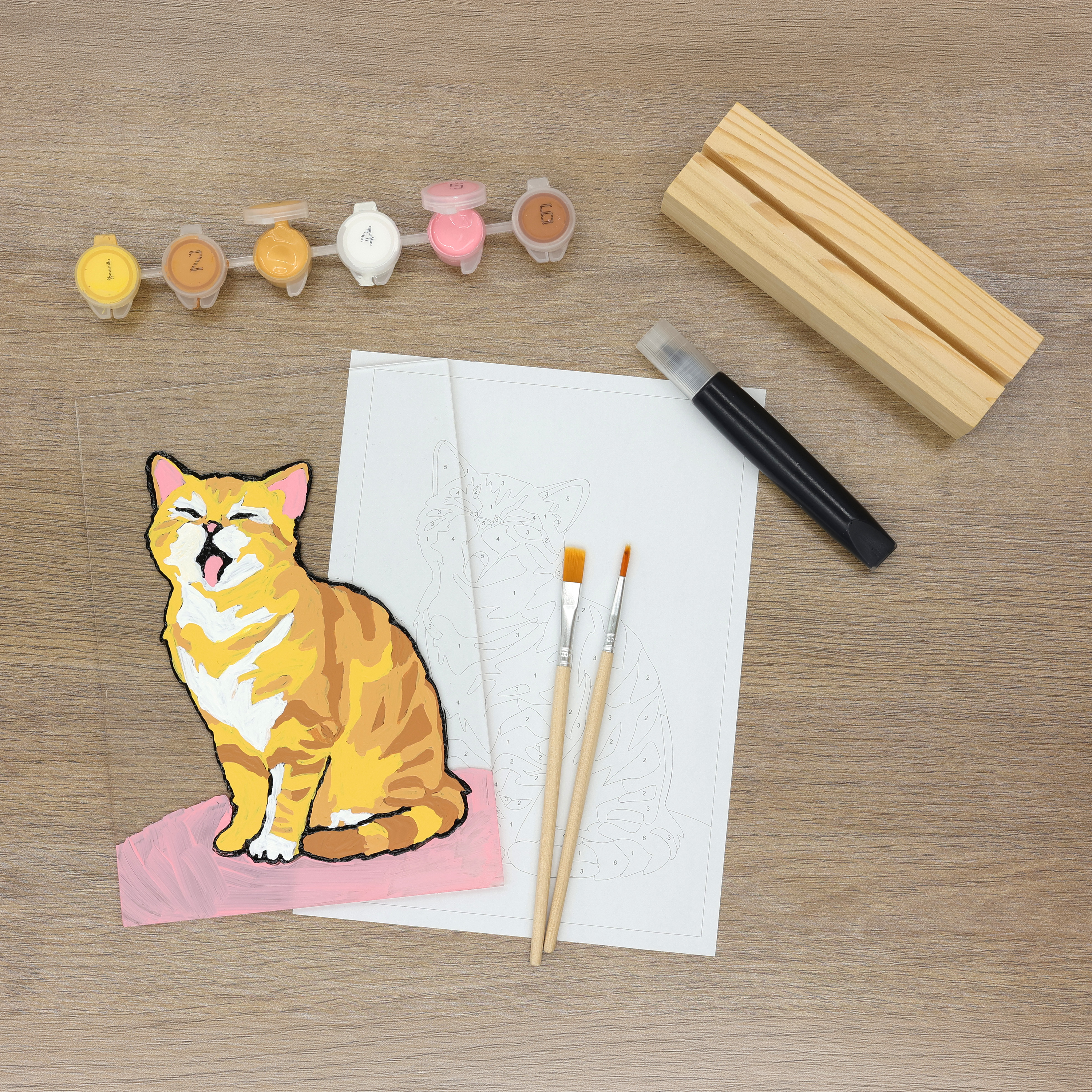 KIT PEINTURE PAR NUMÉROS SUR SURFACE ACRYLIQUE – CHAT