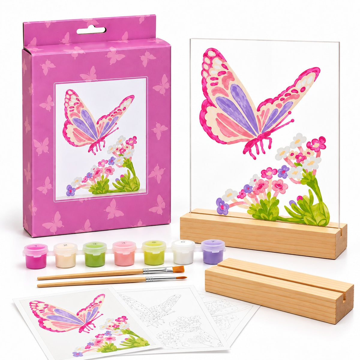 KIT PEINTURE PAR NUMÉROS SUR SURFACE ACRYLIQUE – PAPILLONS - PBI ART