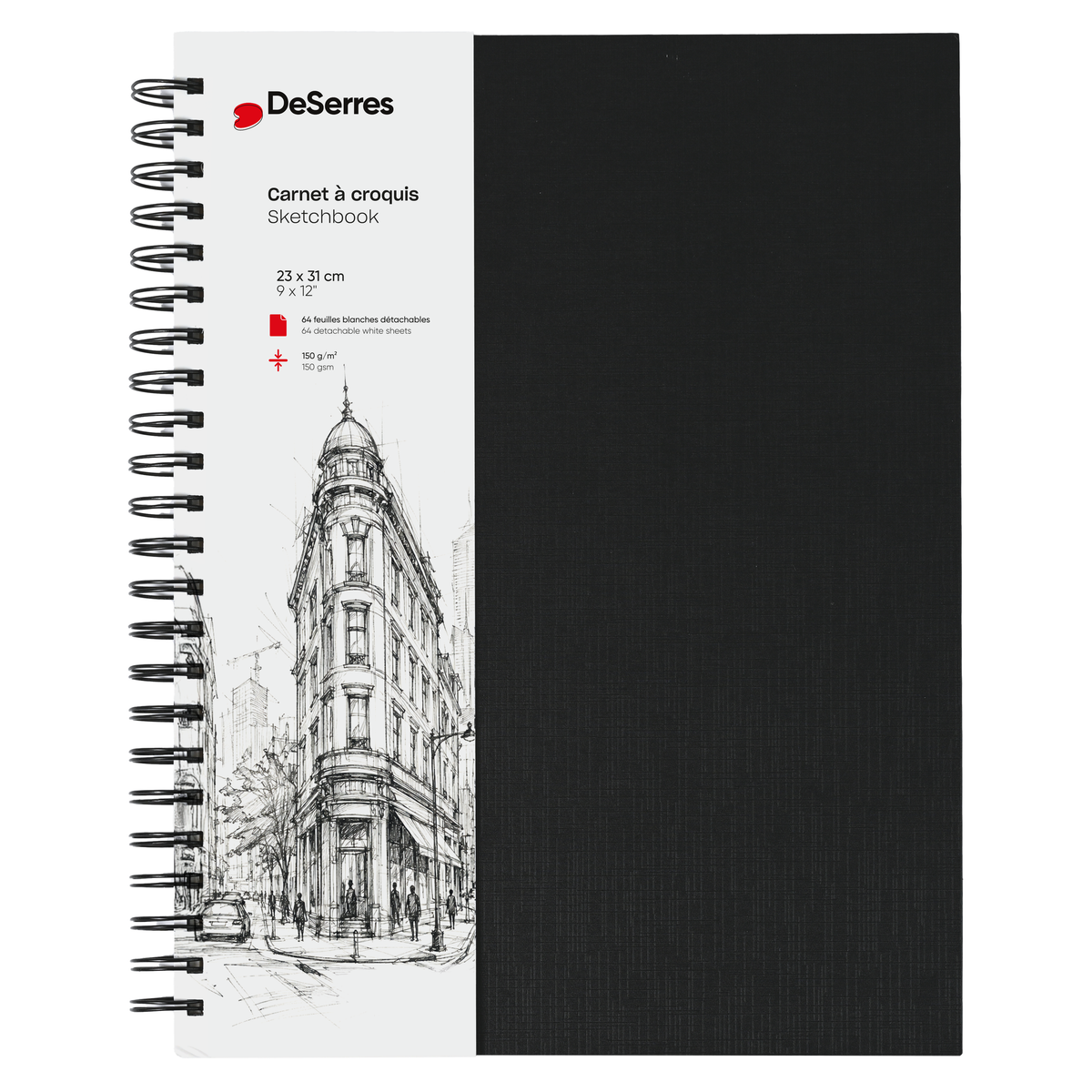 CARNET À CROQUIS DESERRES- GRAND-SPIRALE-PAPIER BLANC- 64 FEUILLES- ( 23 x 31 cm) - DESERRES