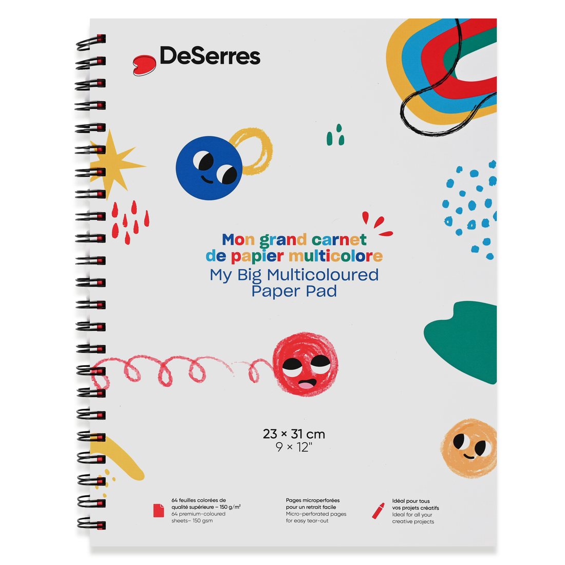MON GRAND CARNET DE PAPIER MULTICOLORE DESERRES- 64 FEUILLES- (23 X 31 CM) - DESERRES