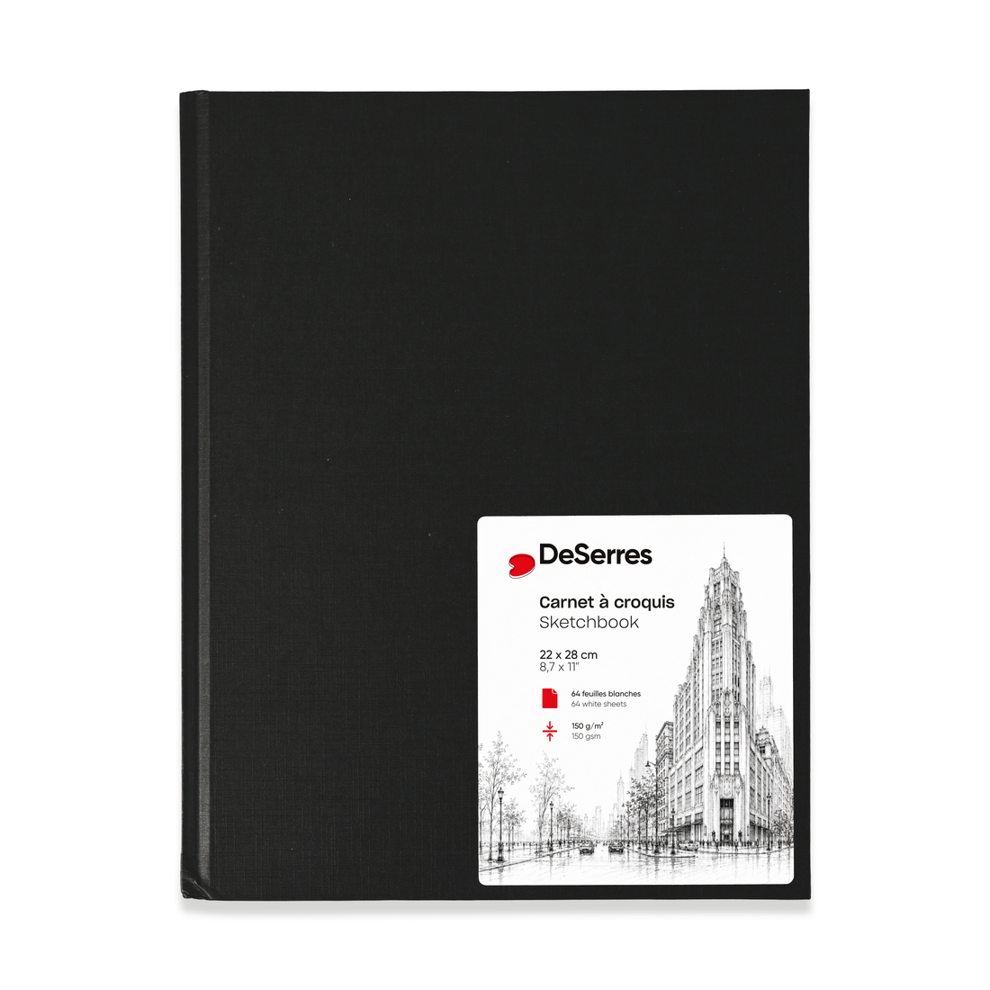 CARNET À CROQUIS DESERRES- MOYEN-DOS COUSU-PAPIER BLANC-64 FEUILLES- ( 22 x 28 cm) - DESERRES