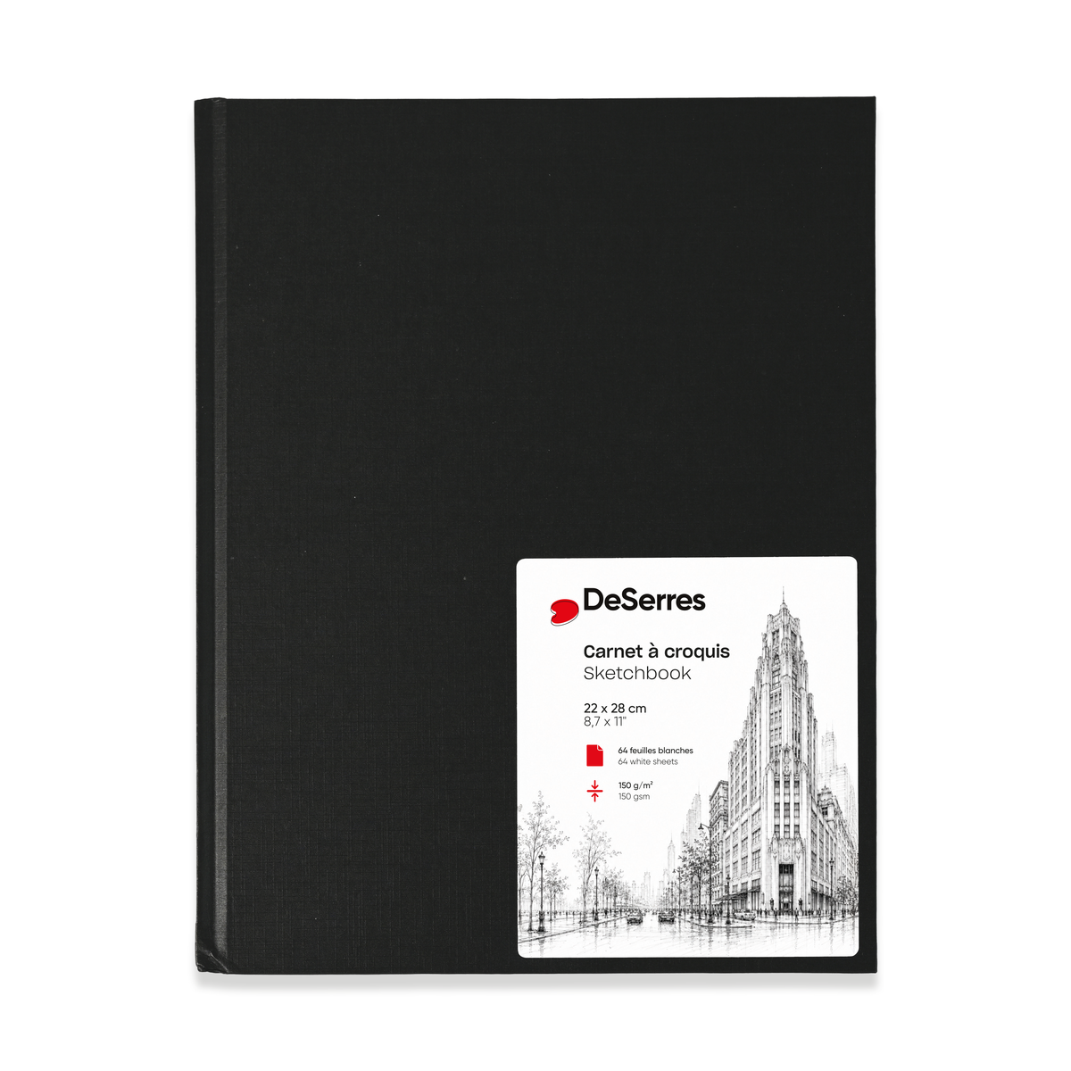 CARNET À CROQUIS DESERRES- MOYEN-DOS COUSU-PAPIER BLANC-64 FEUILLES- ( 22 x 28 cm) - DESERRES