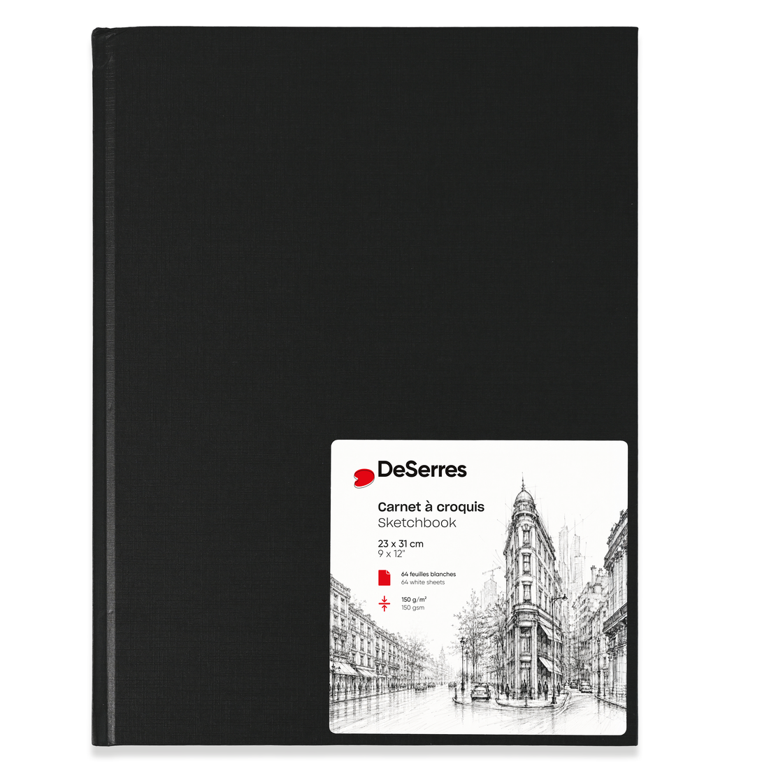 CARNET À CROQUIS DESERRES- GRAND- DOS COUSU-PAPIER BLANC-64 FEUILLES- ( 23 x 31 cm) - DESERRES