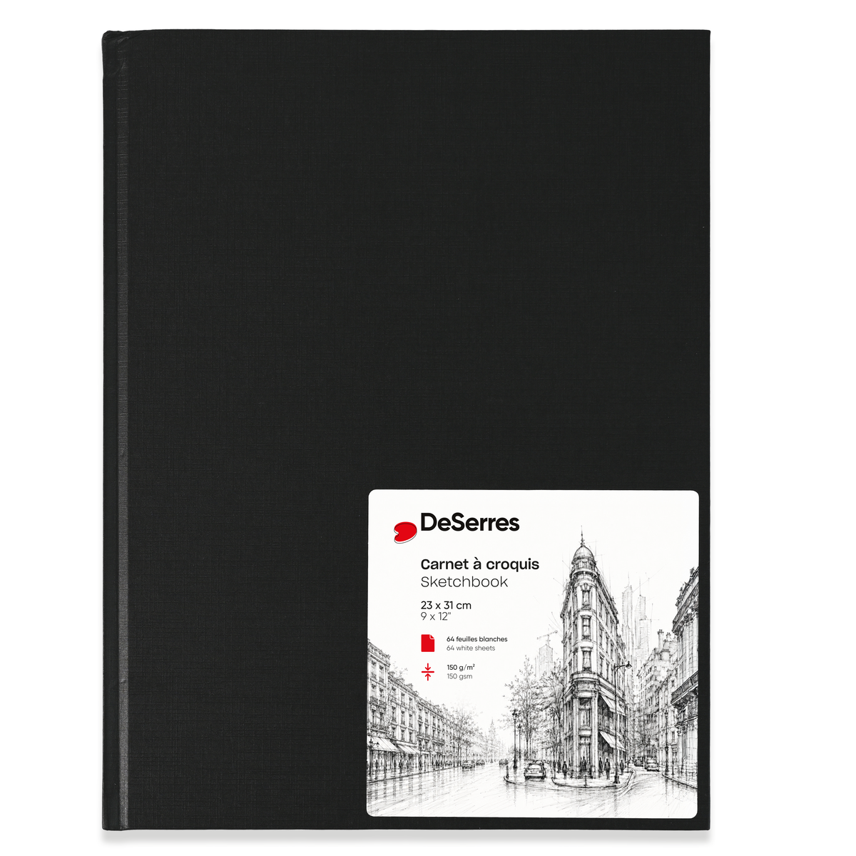 CARNET À CROQUIS DESERRES- GRAND- DOS COUSU-PAPIER BLANC-64 FEUILLES- ( 23 x 31 cm) - DESERRES