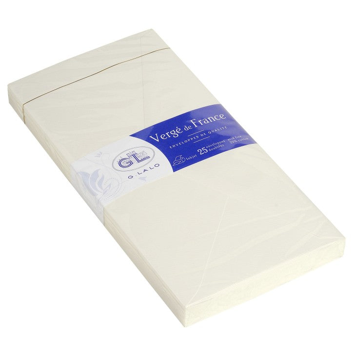 Vergé 25 Enveloppes  4½X8¾ Extra Blanc G.LALO