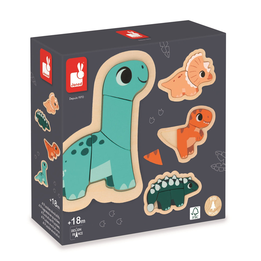 DINO - 4 PUZZLES EVOLUTIFS DINO JANOD PUZZLES