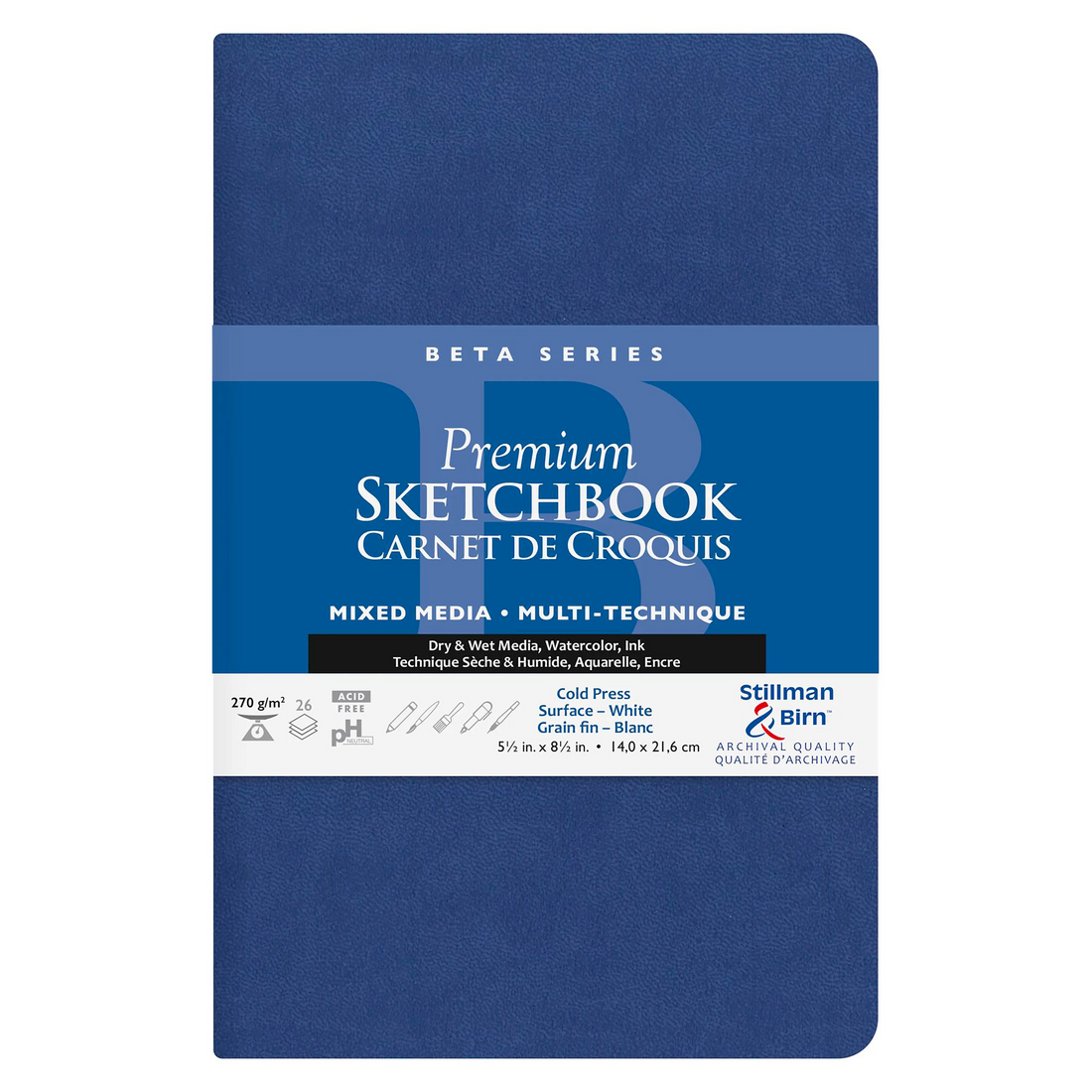 Softcover notebook Beta Series:Portrait 26 Sheets 270g White (5.5x8.5in)