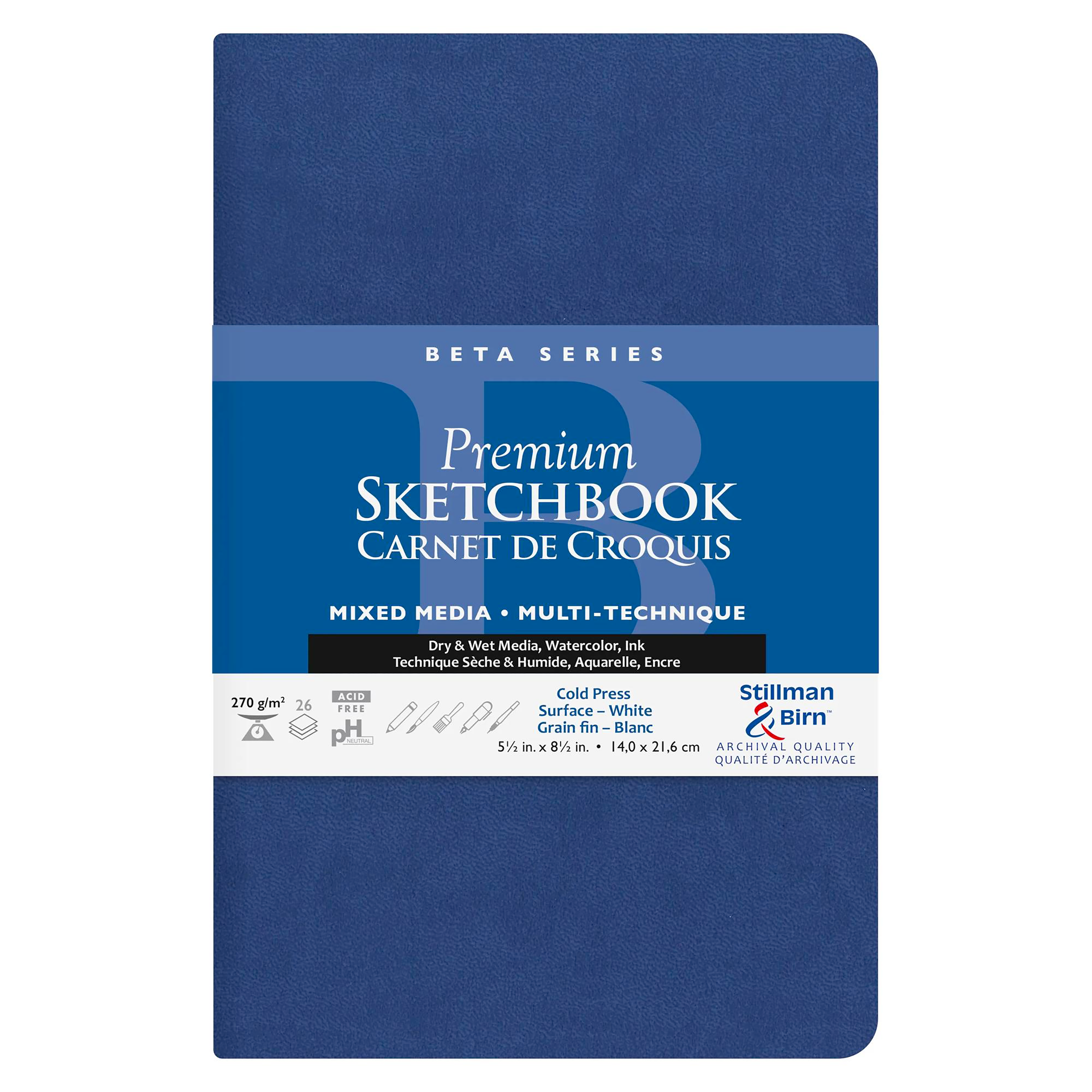 Softcover notebook Beta Series:Portrait 26 Sheets 270g White (5.5x8.5in)