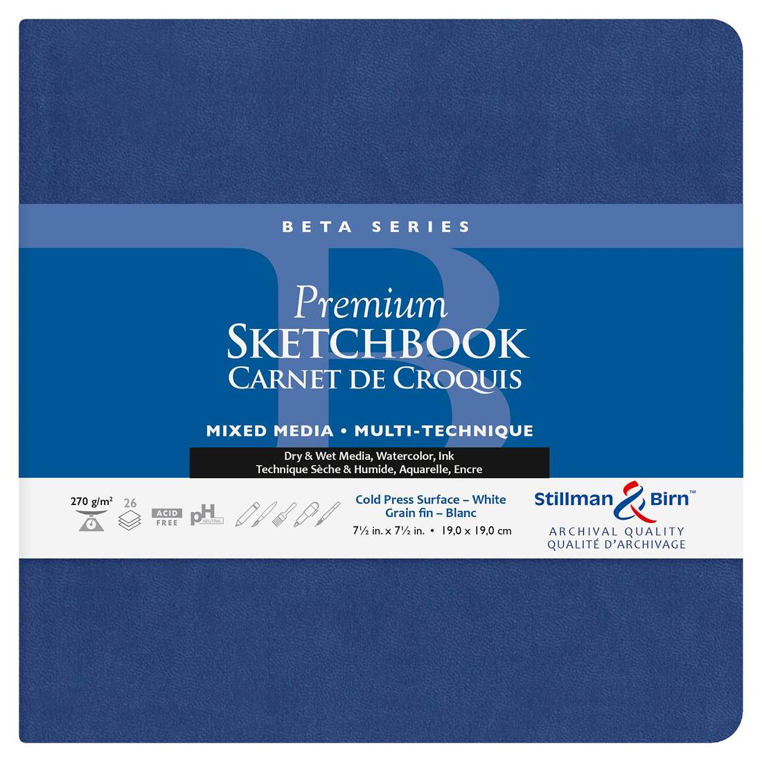 Softcover Beta Series: Square 26 Sheets 270g White (7.5x7.5in)