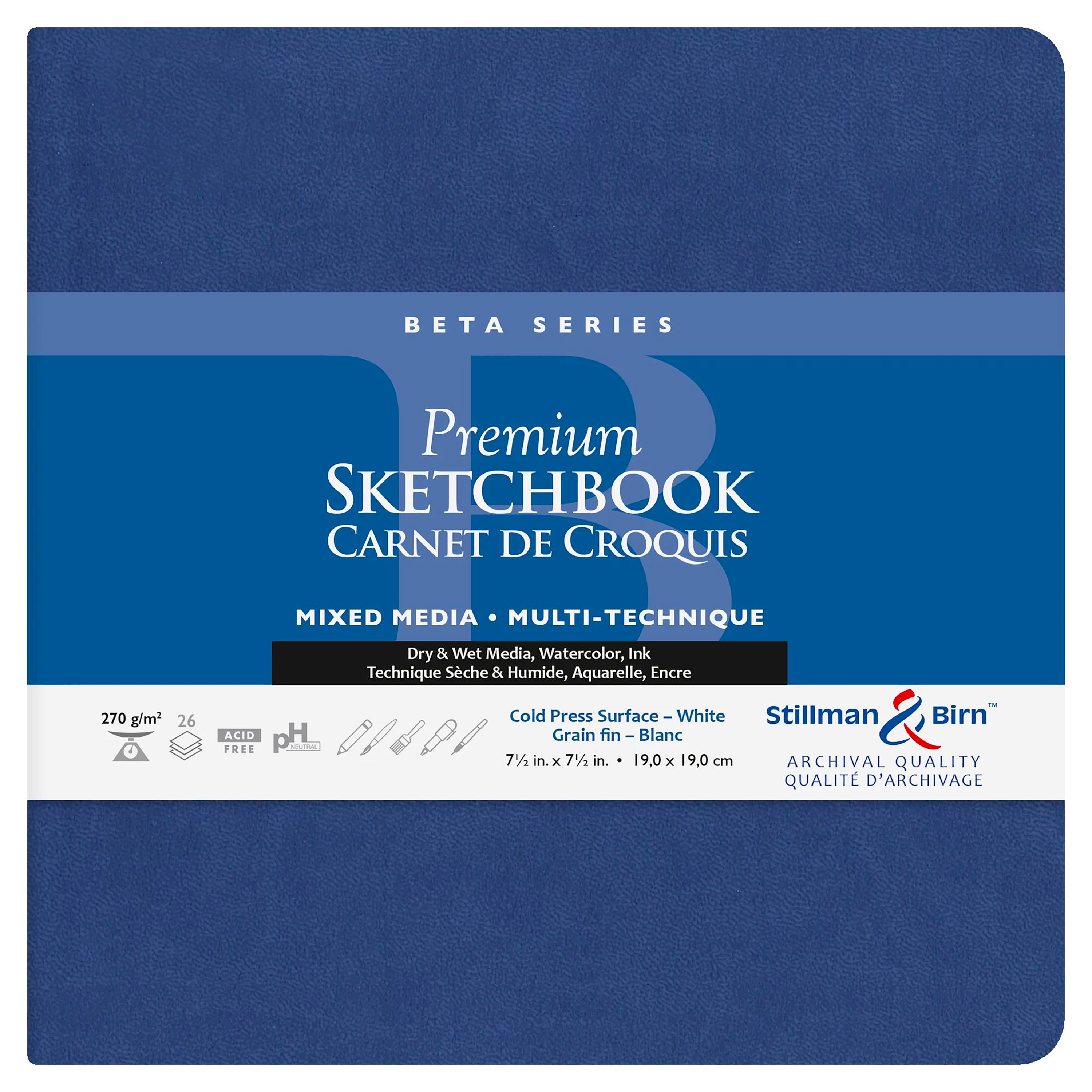 Softcover Beta Series: Square 26 Sheets 270g White (7.5x7.5in)