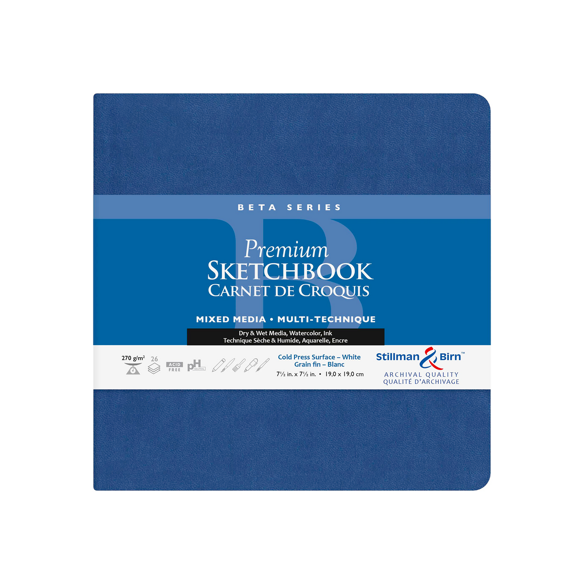 Carnet souple Beta Series 270G blanc 26 feuilles (19 x 19 cm) - CLAIREFONTAINE