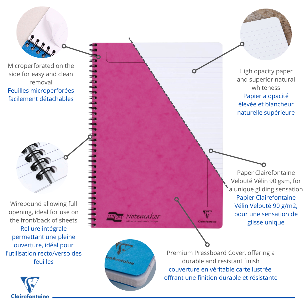 Bloc-Notes  Ligné 120P 8¼X11¾ Fuchsia CLAIREFONTAINE