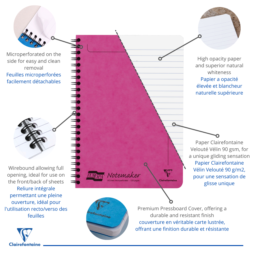 Bloc-Notes  ligné 120P 5¾X8¾ Fuchsia CLAIREFONTAINE