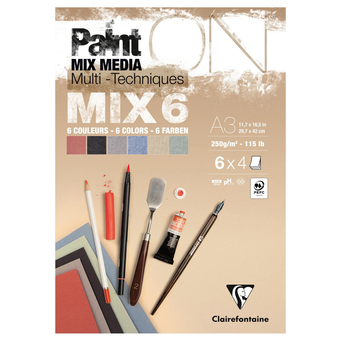 PaintON bloc MIX6 24 feuilles 6x4F A3