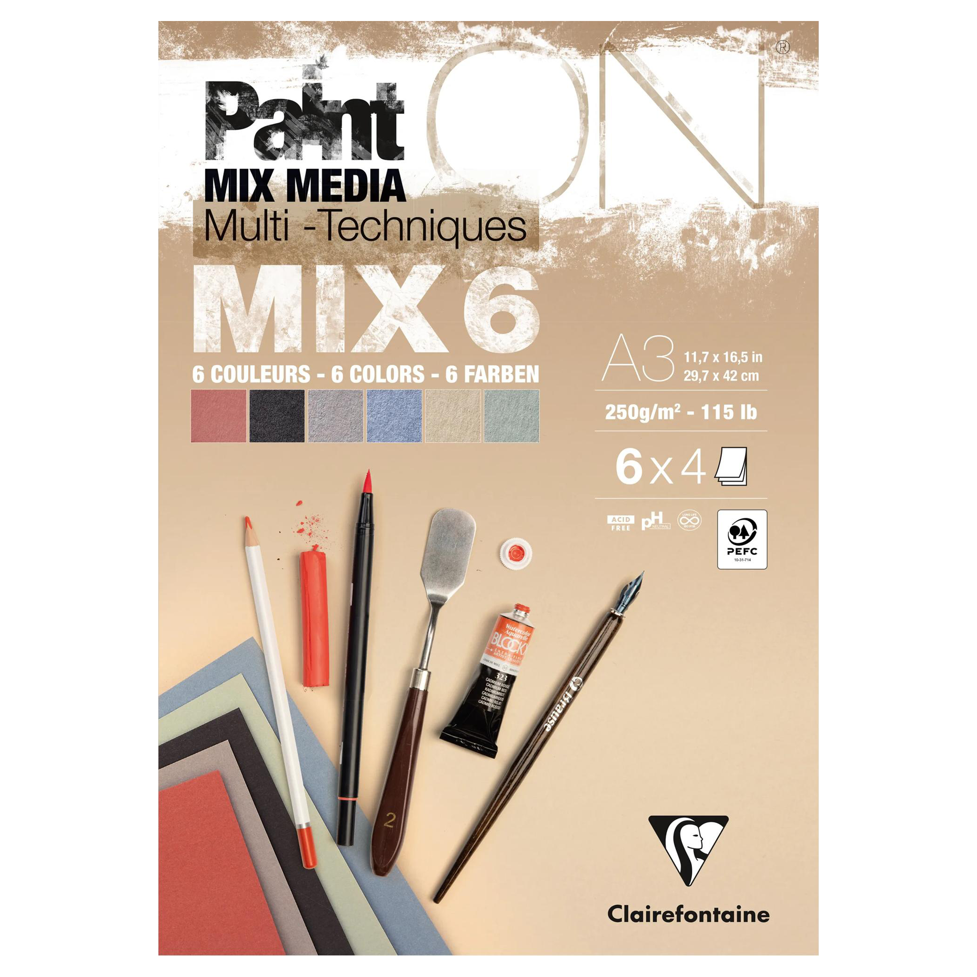 PaintON bloc MIX6 24 feuilles 6x4F A3