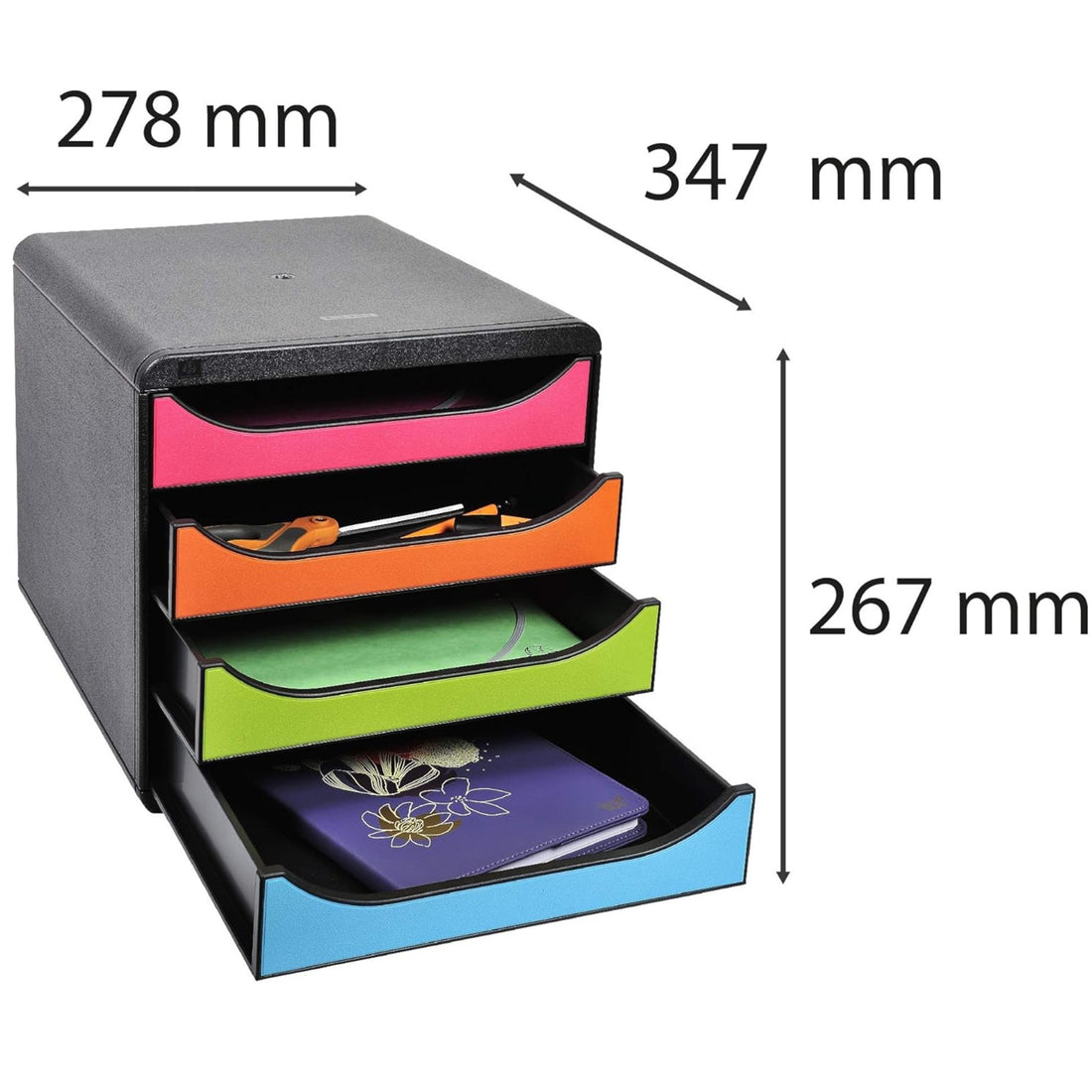 Big-Box  4 Tiroirs Noir/Arlequin