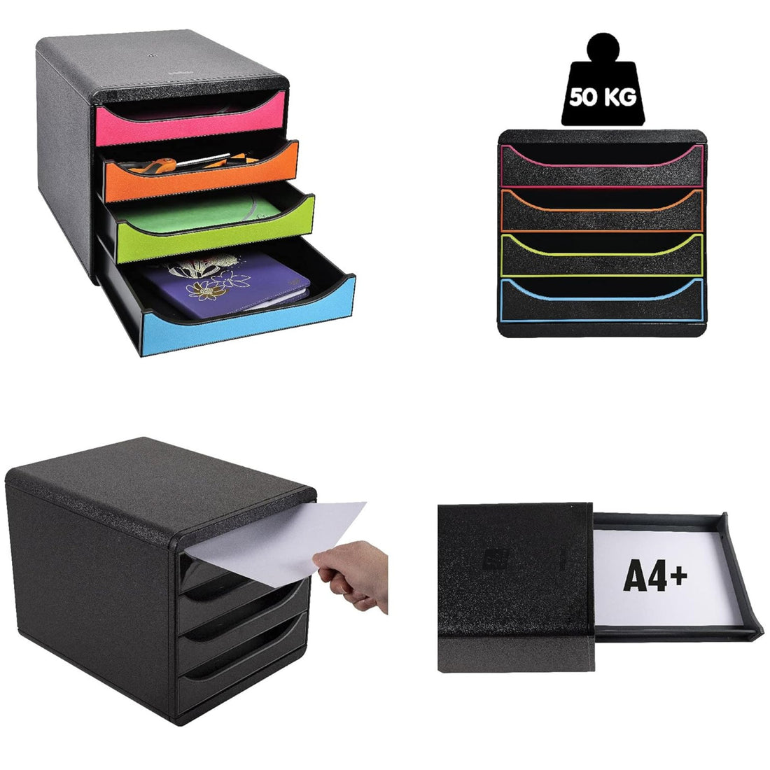 Big-Box  4 Tiroirs Noir/Arlequin