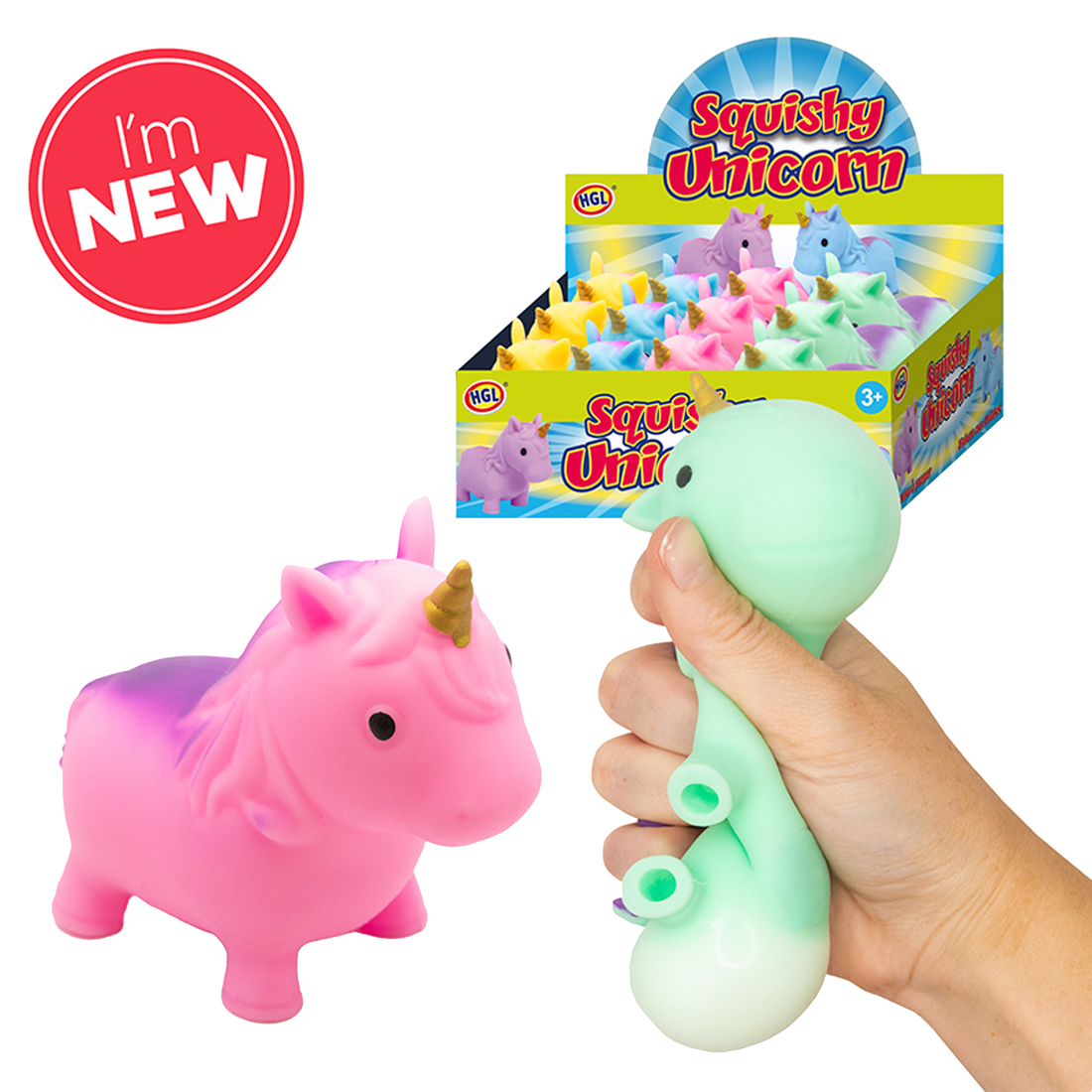 SQUISHY - LICORNE (VENDU 12 UNITÉS - 3 COULEURS) ONE FOR FUN