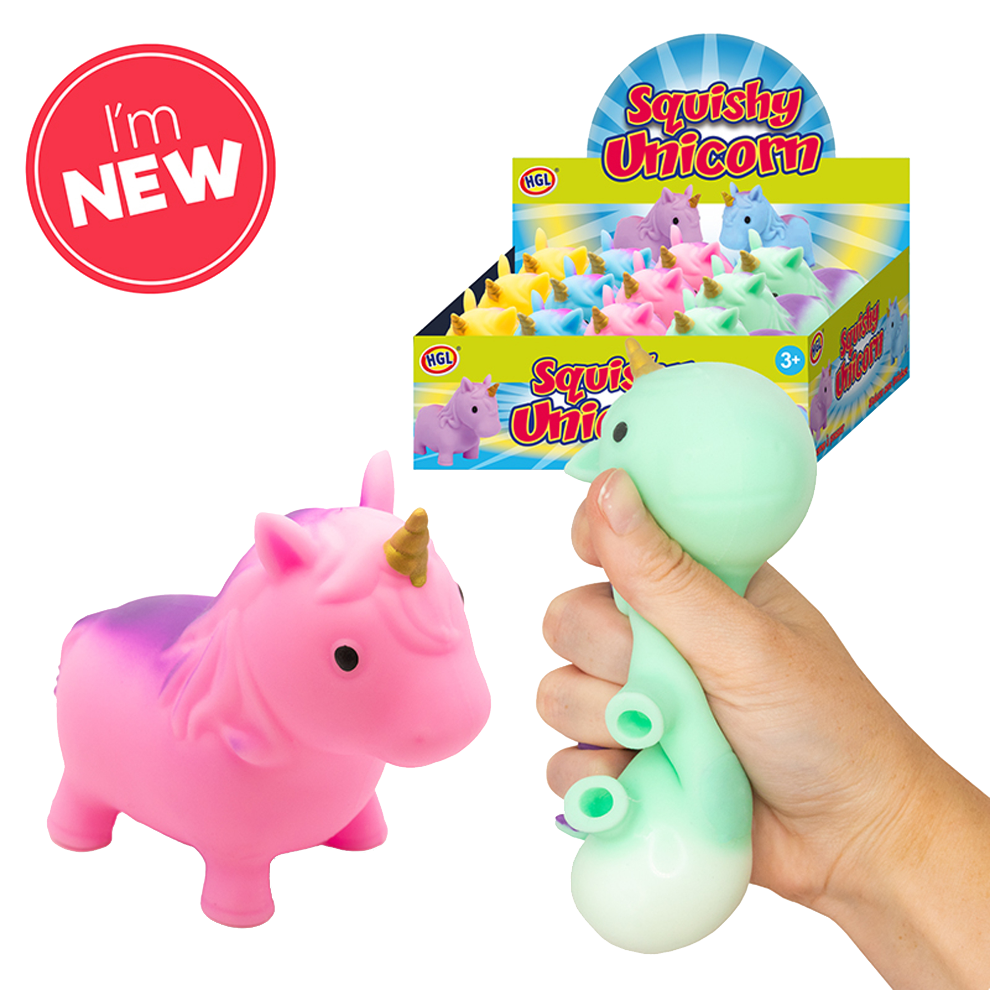 SQUISHY - LICORNE (VENDU 12 UNITÉS - 3 COULEURS) ONE FOR FUN