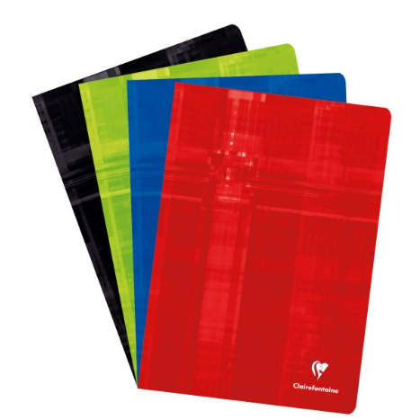 Cahier agrafé 4/4 -assortis- A4. 80 pages (21x29.7cm) CLAIREFONTAINE